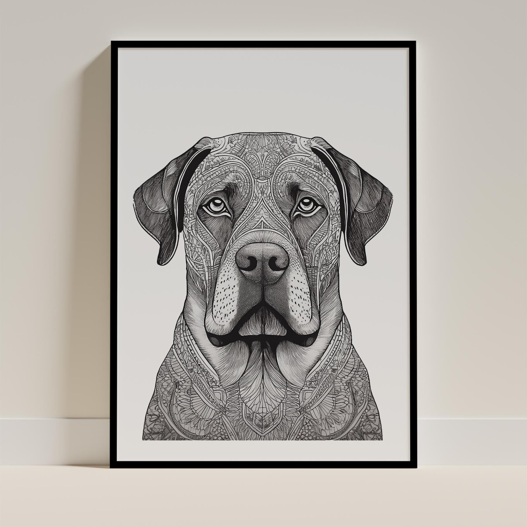 Mastiff Mandala Black and White Dog Series image 0
