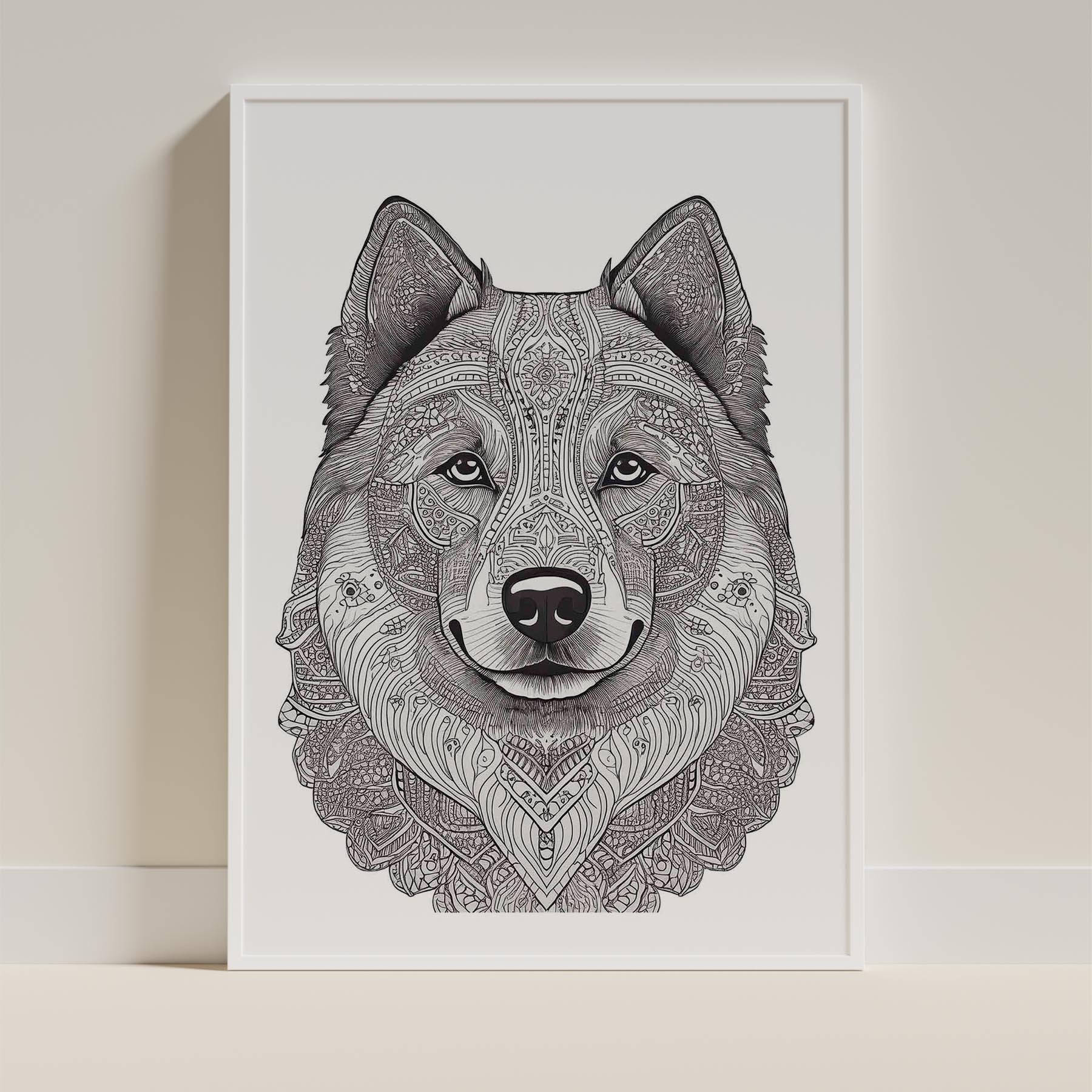 Samoyed Mandala Black and White Dog Series image 9