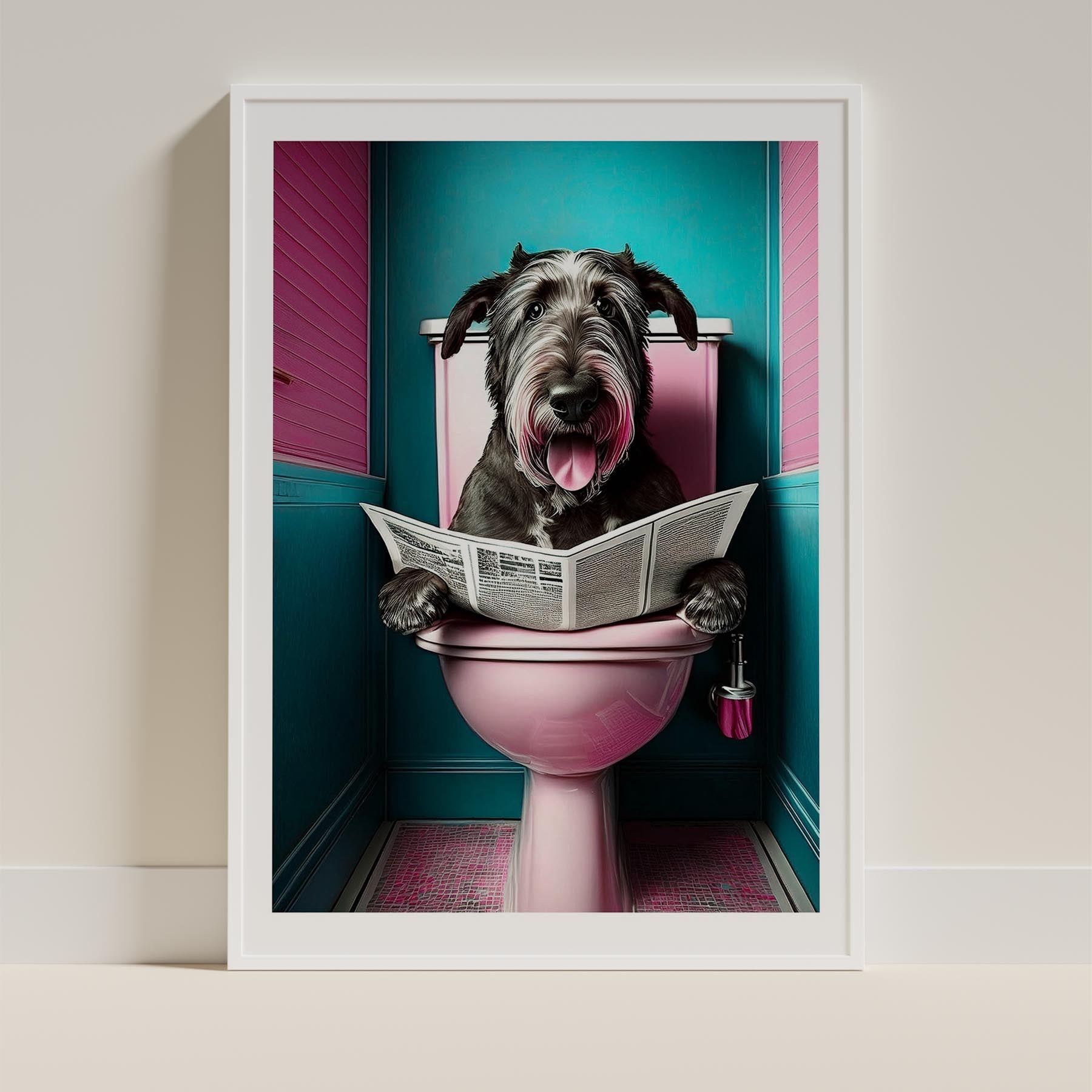 Irish Wolfhound Toilet Dogs PInk and Turquise image 9