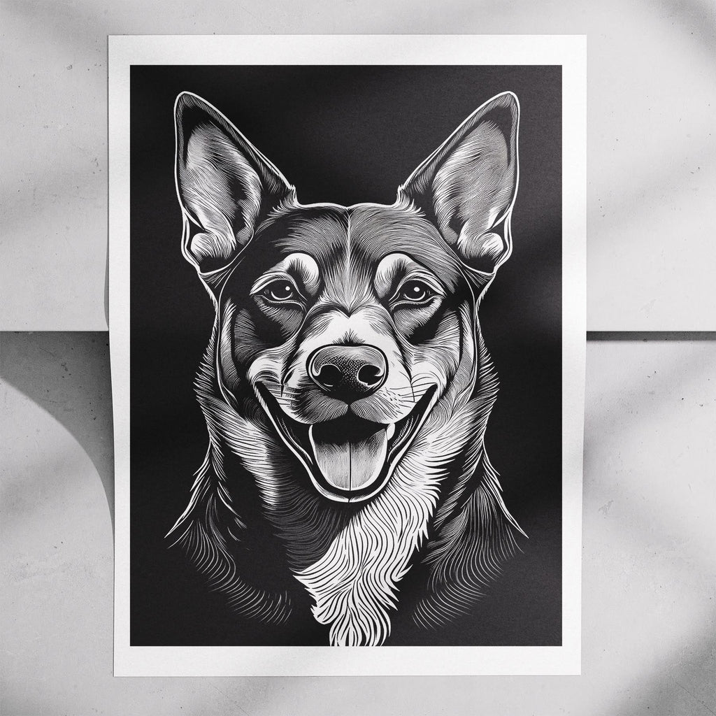 Kelpie Line Dog Series in Black and White image 7