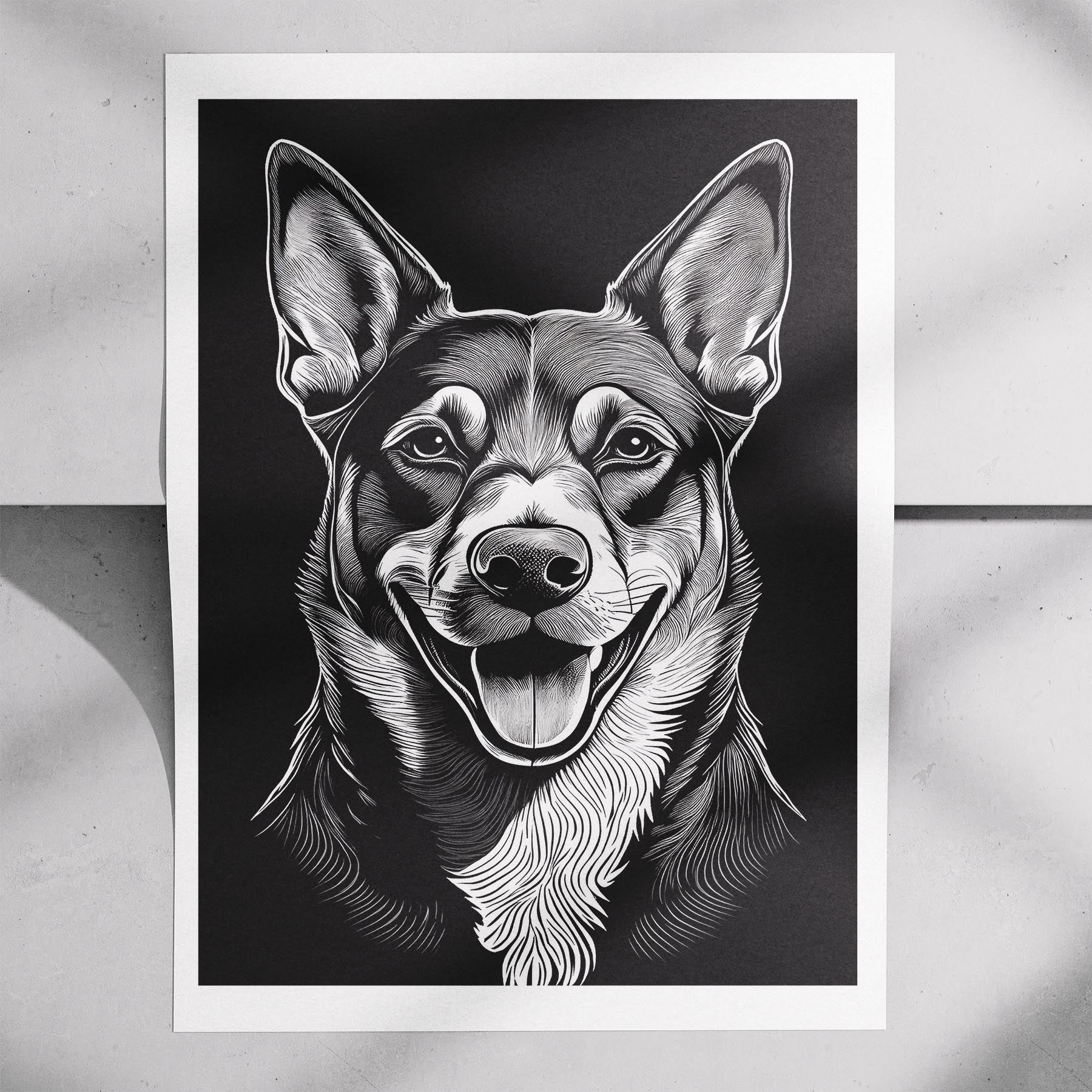Kelpie Line Dog Series in Black and White image 7