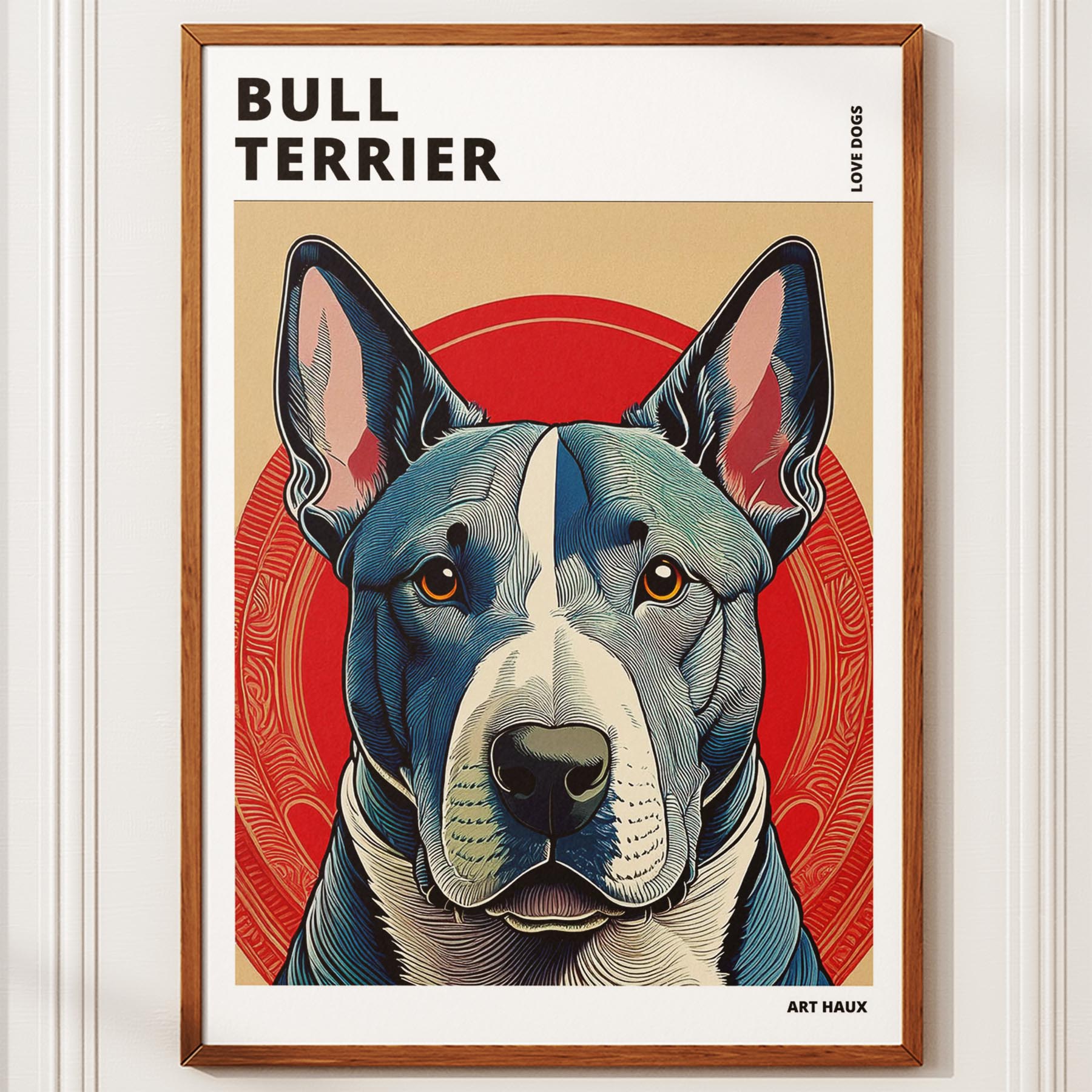 Bull Terrier Hokusai Japanese Inspired Dog Series with Text image 9