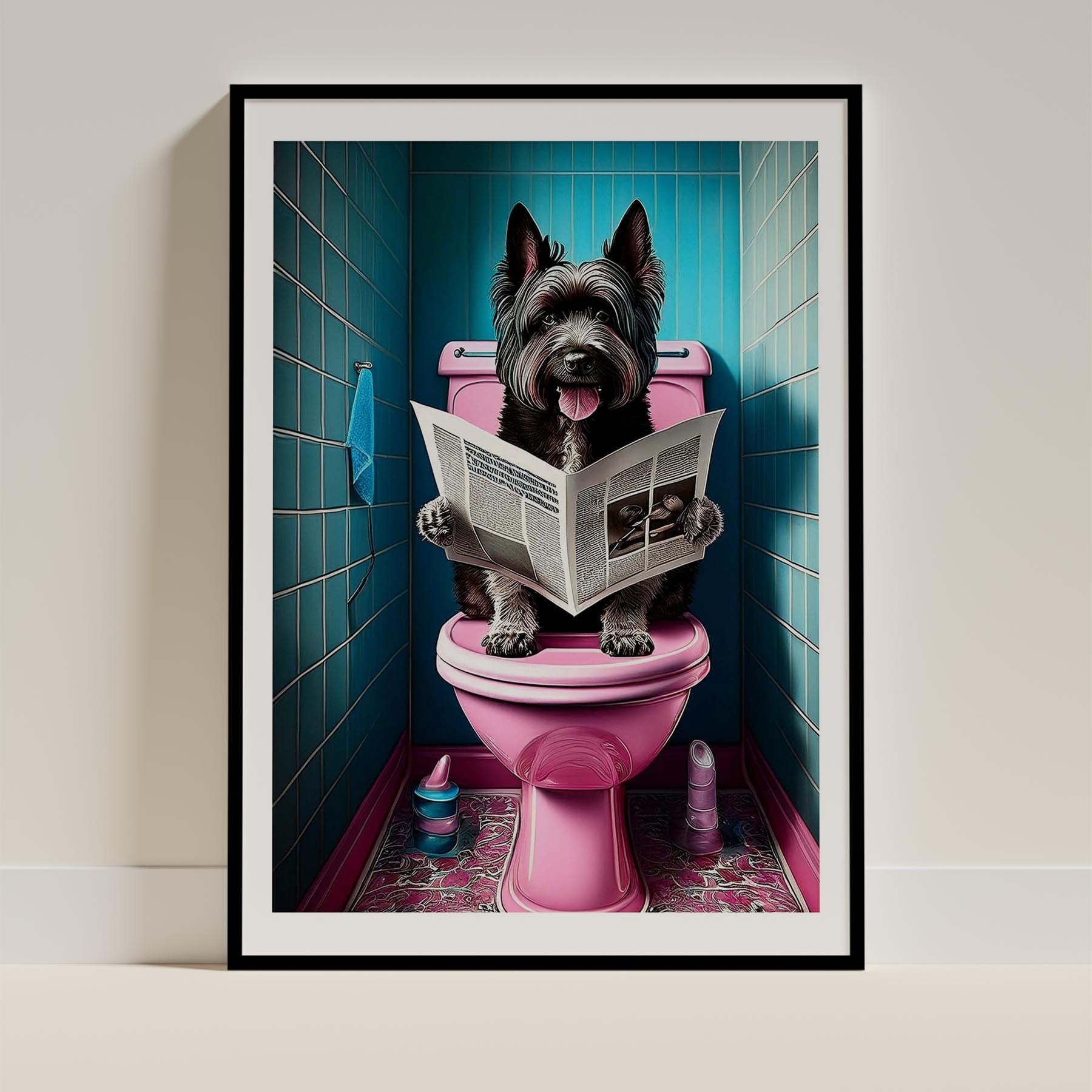 Smithfield Sheepdog Toilet Dogs PInk and Turquise image 0