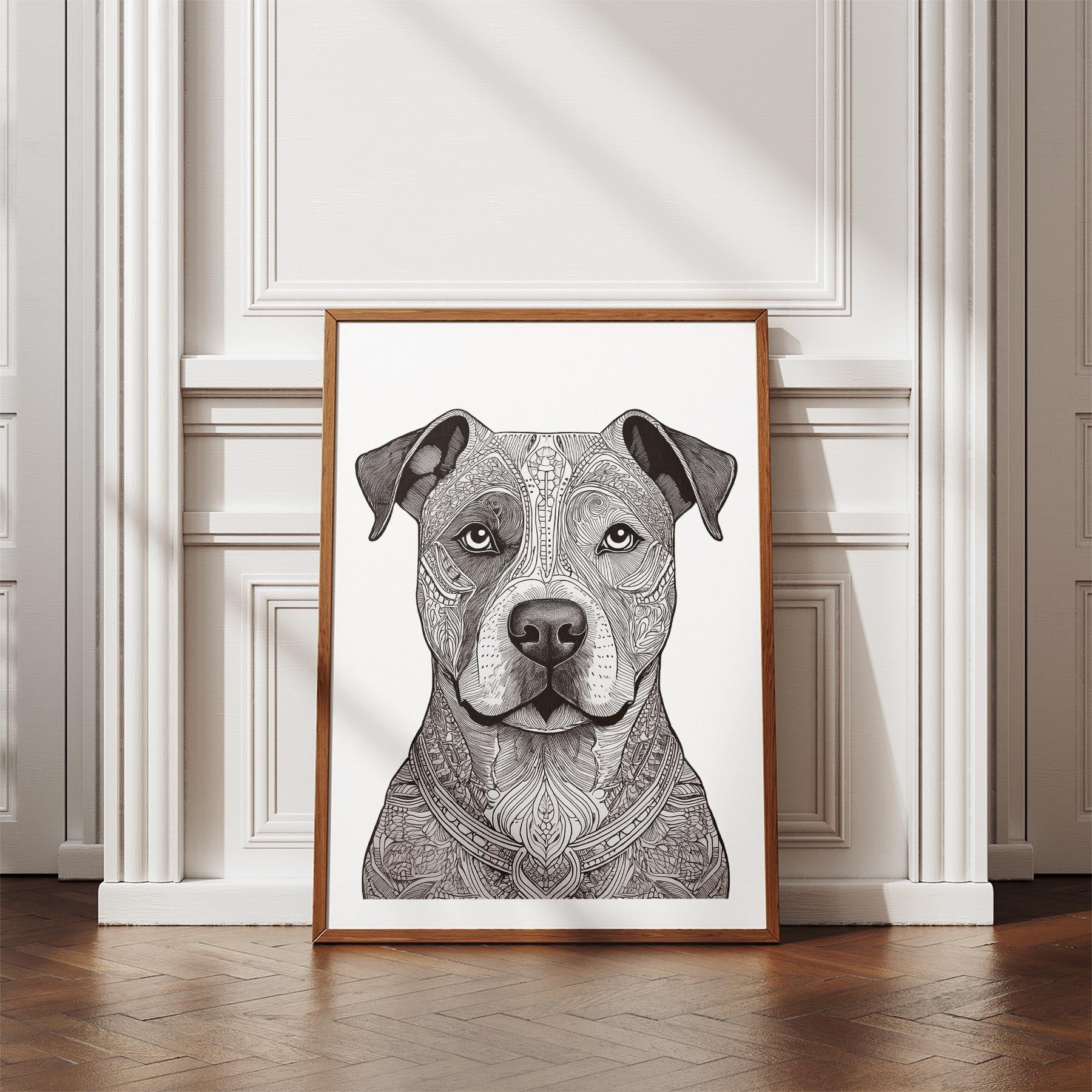 Staffordshire Bull Terrier Mandala Black and White Dog Series image 4