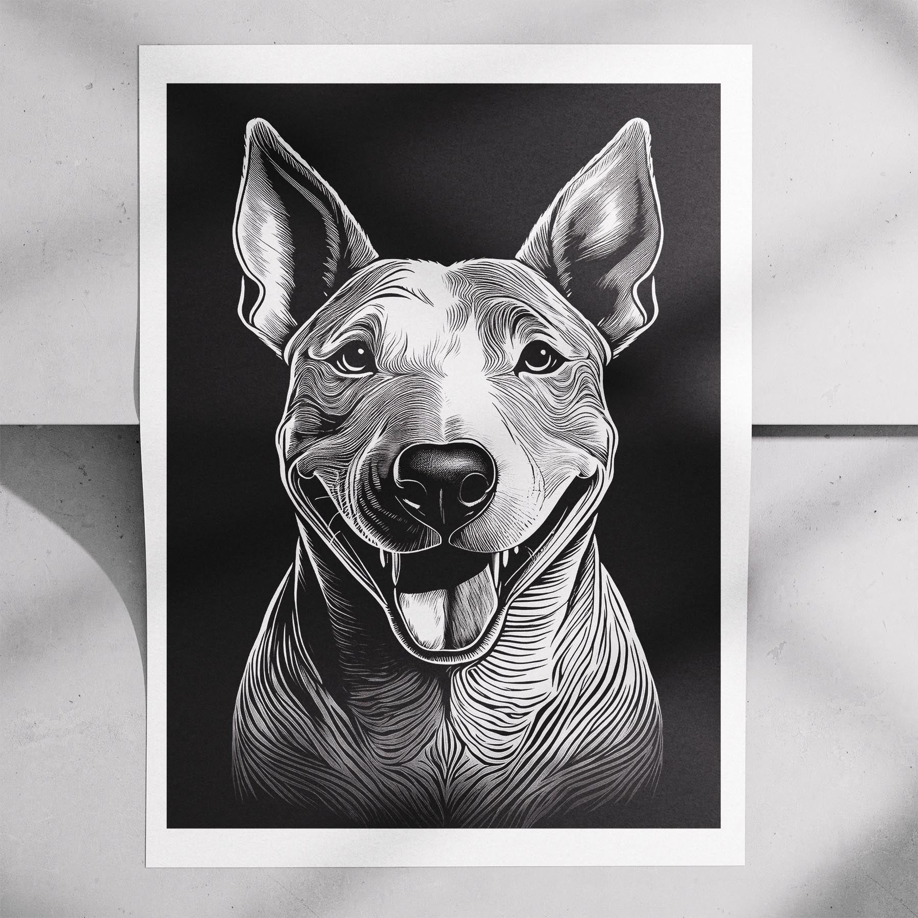 Bull Terrier Line Dog Series in Black and White image 7
