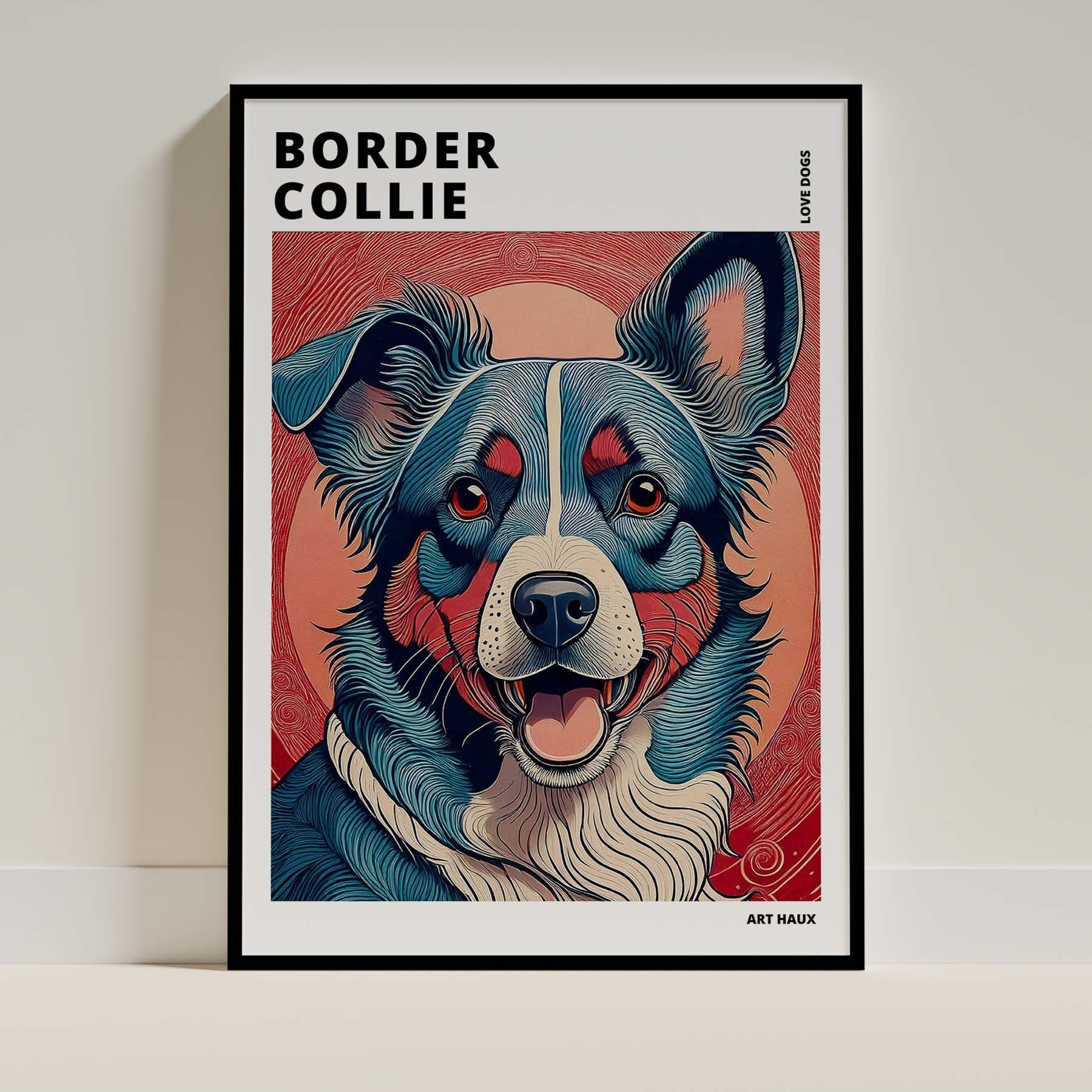 Border Collie Hokusai Japanese Inspired Dog Series with Text image 0