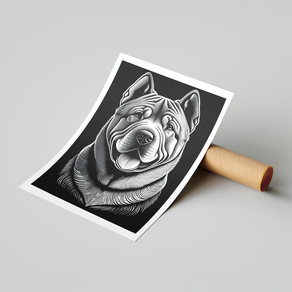 Shar Pei Line Dog Series in Black and White image 6