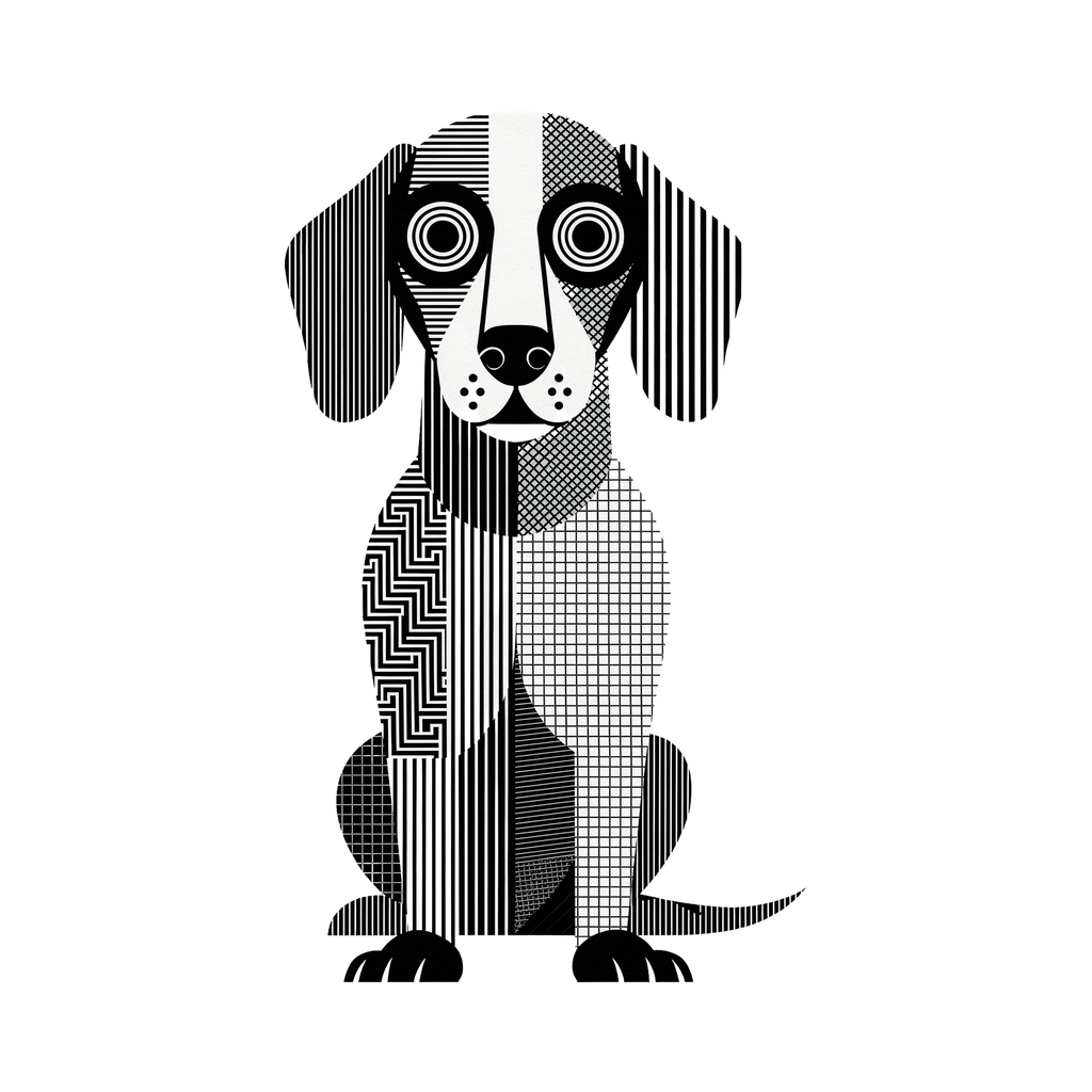 Dachshund Geometric Line Art - White