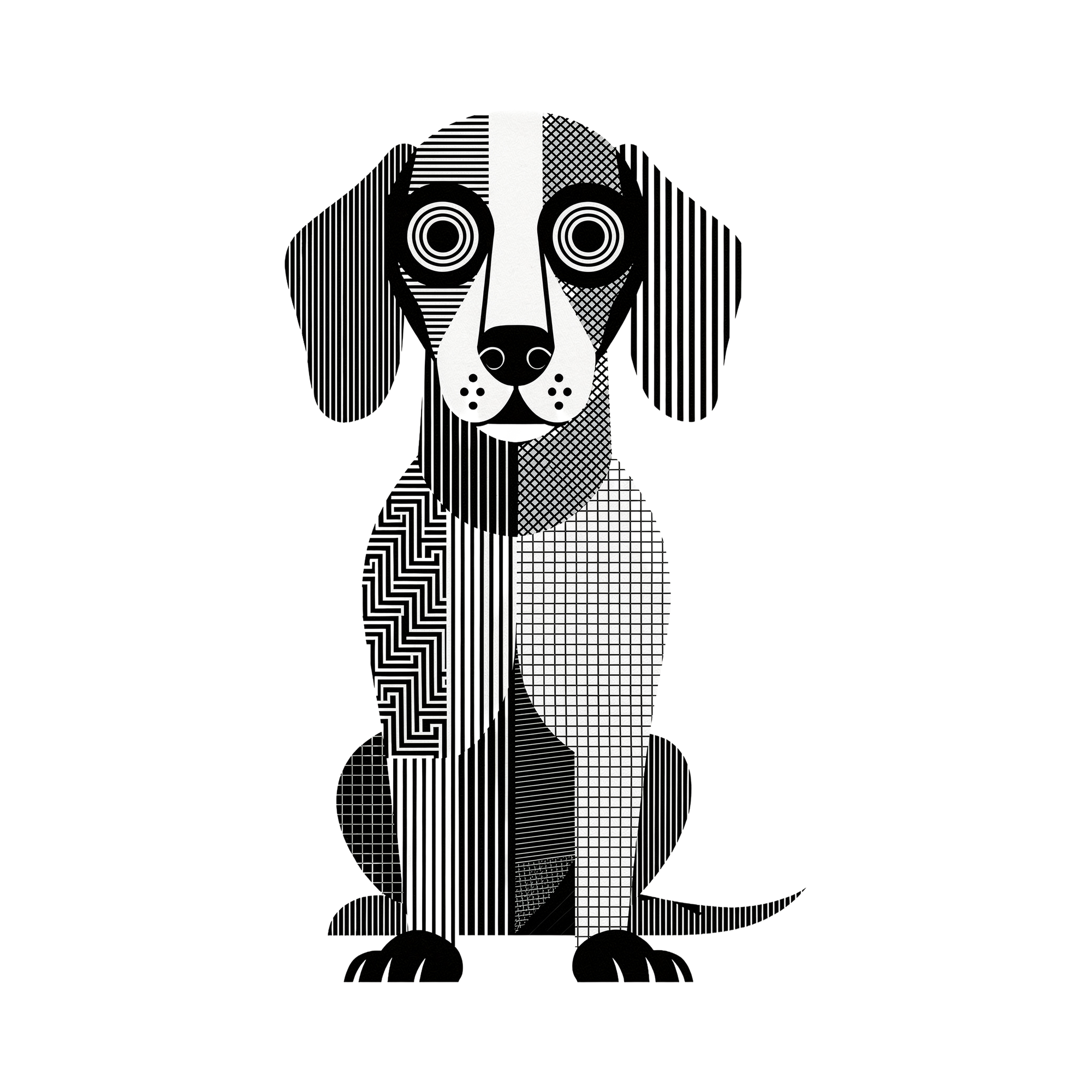 Dachshund Geometric Line Art - White
