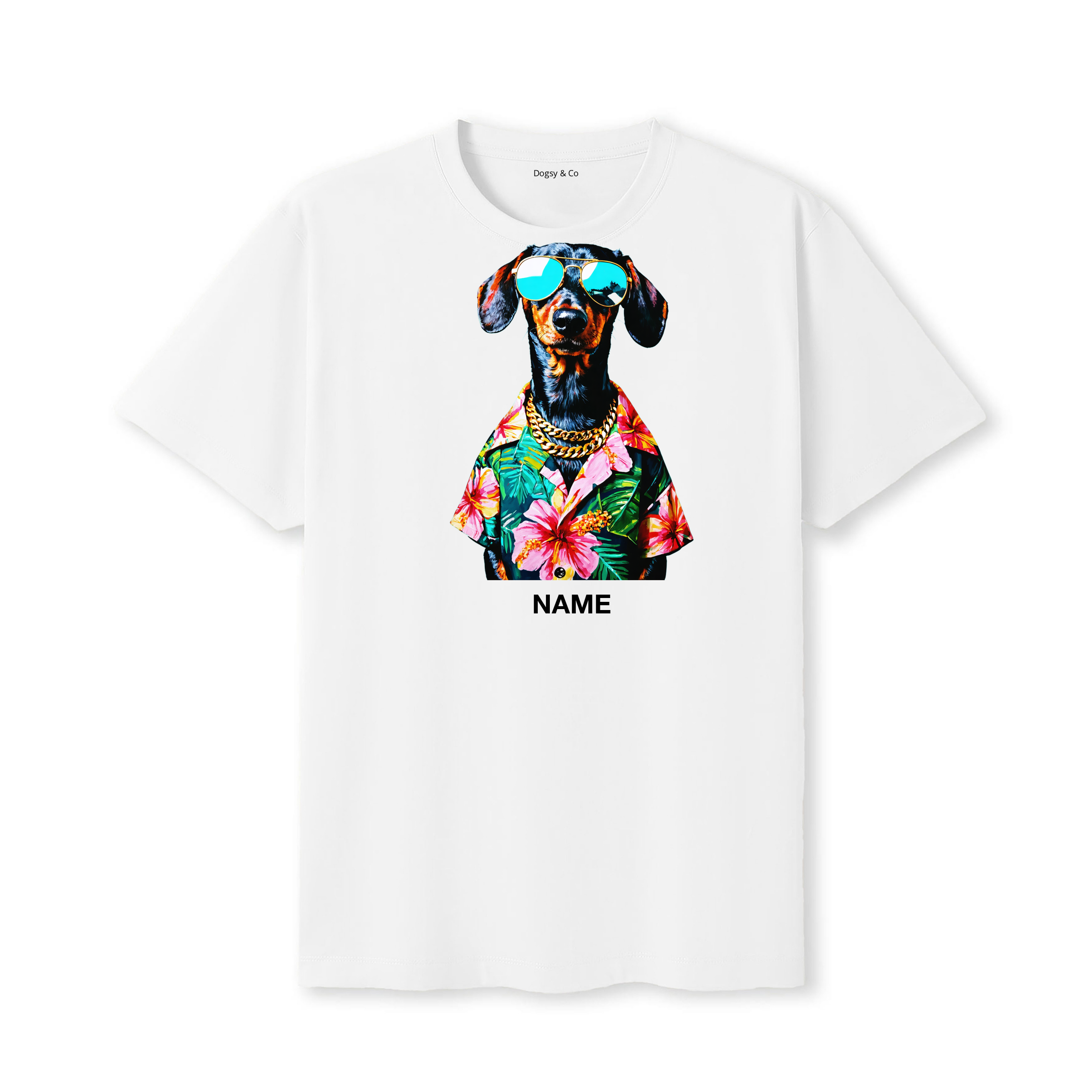 Dachshund Hawaii Dog Custom T-Shirt - White