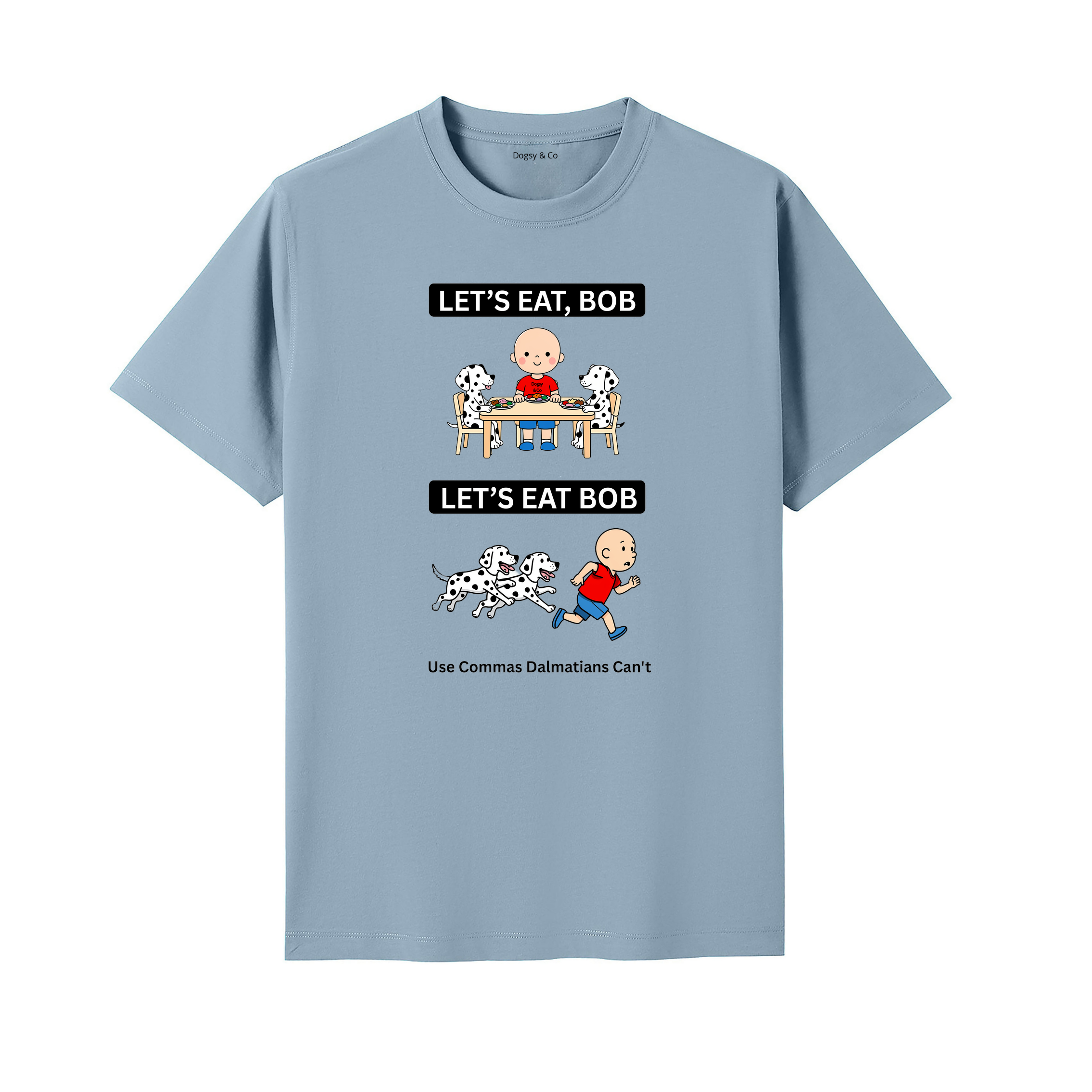 Dalmatian Let's Eat Bob T-Shirt - seafoam blue