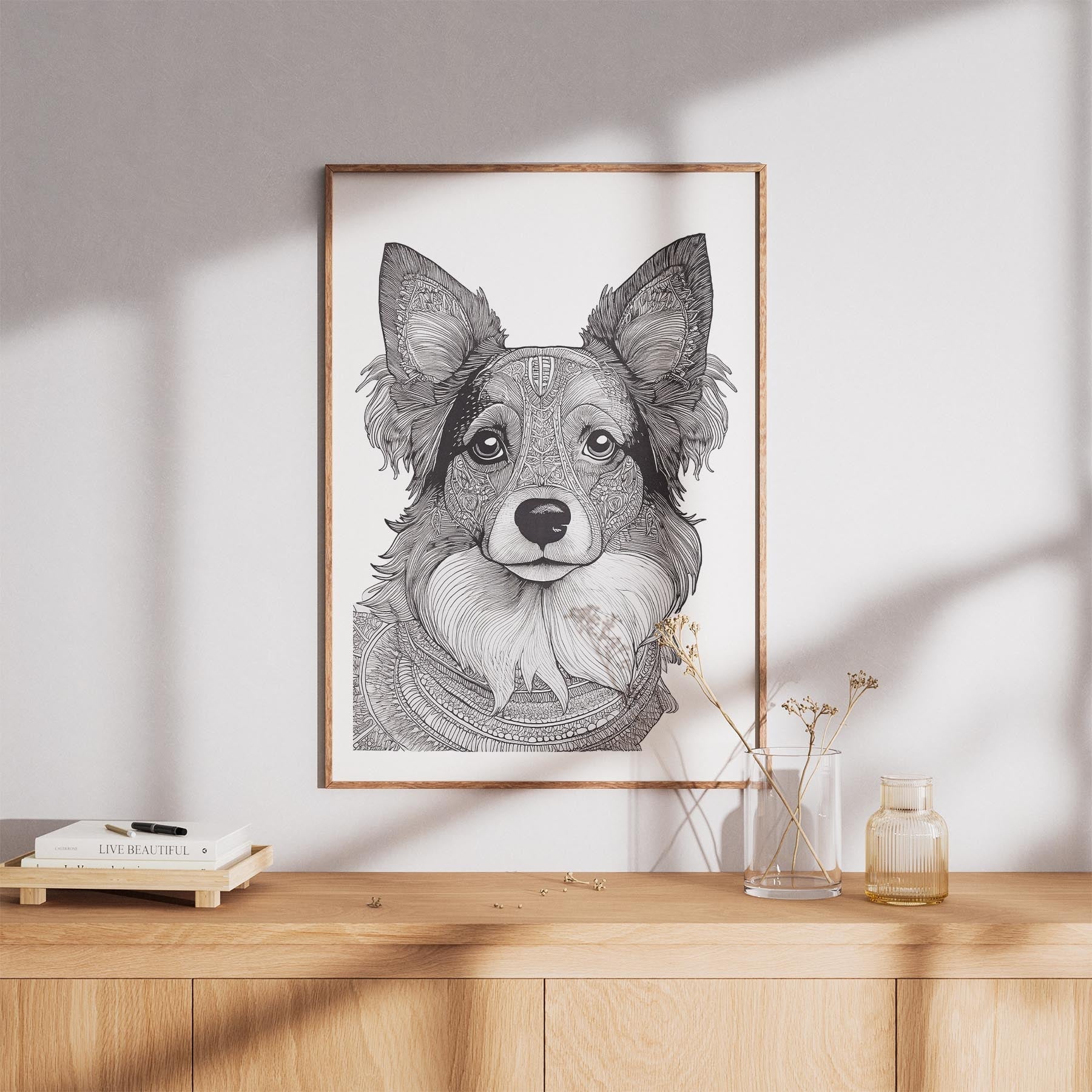 Papillon Mandala Black and White Dog Series image 8