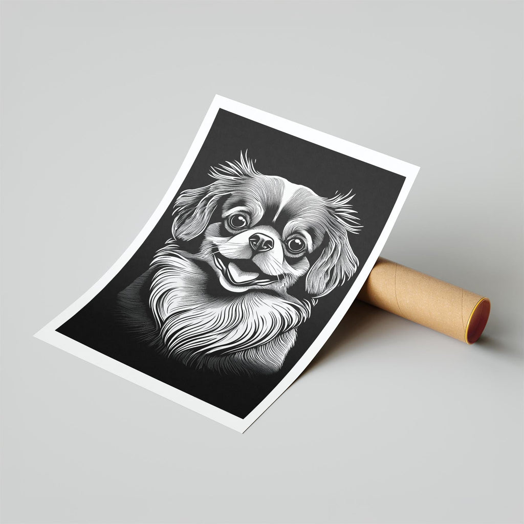 Pomeranian Line Dog Series in Black and White image 6