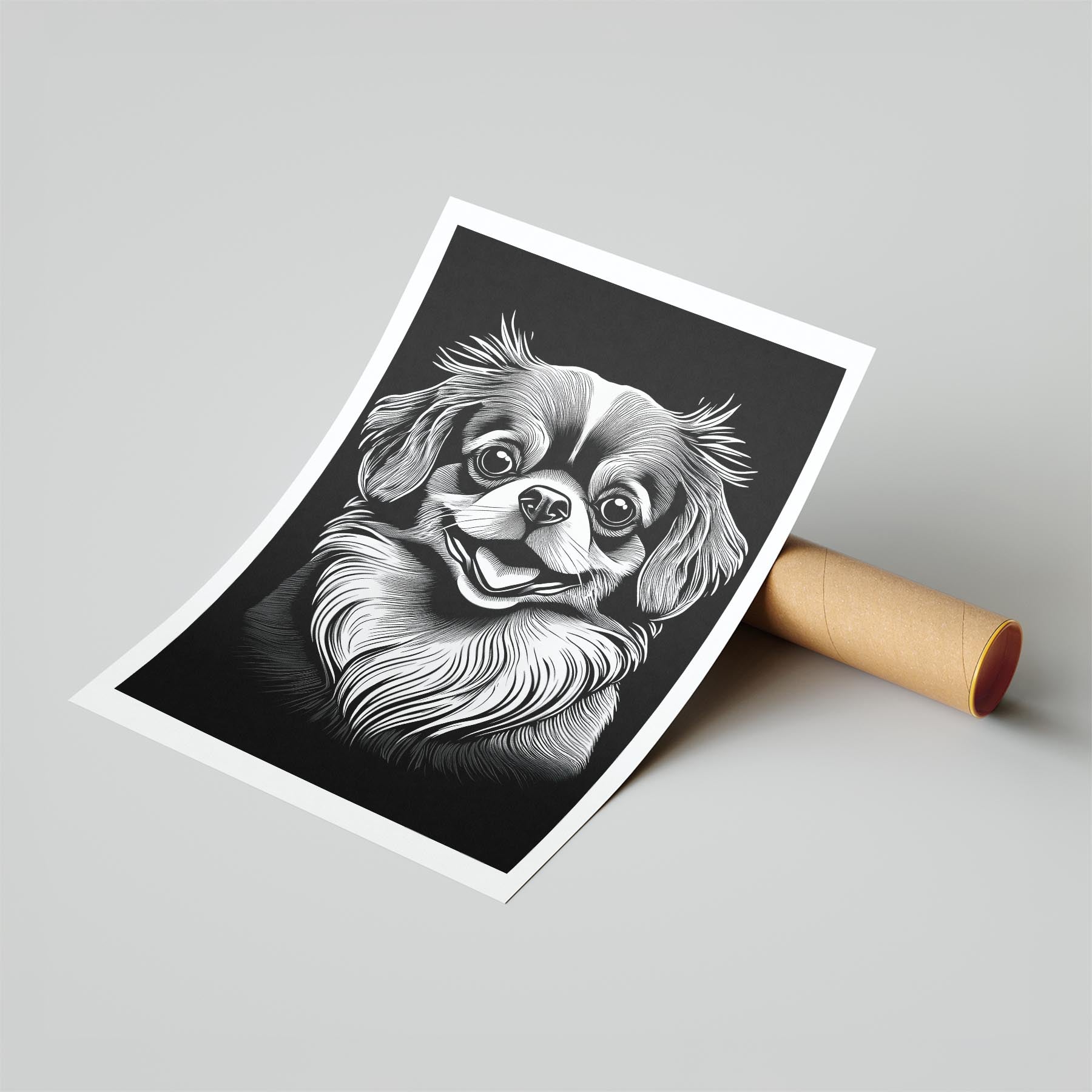 Pomeranian Line Dog Series in Black and White image 6