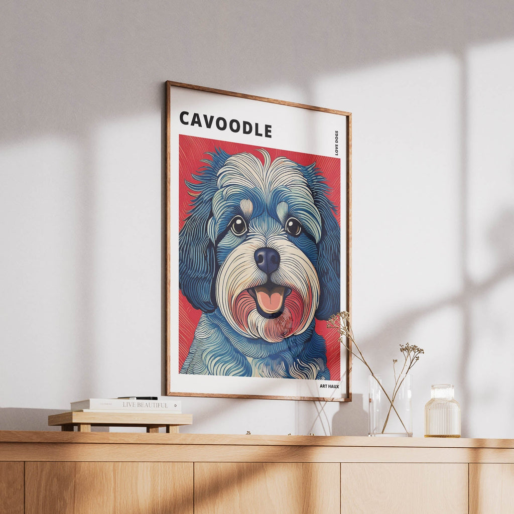 Cavoodle Hokusai Japanese Inspired Dog Series with Text image 5