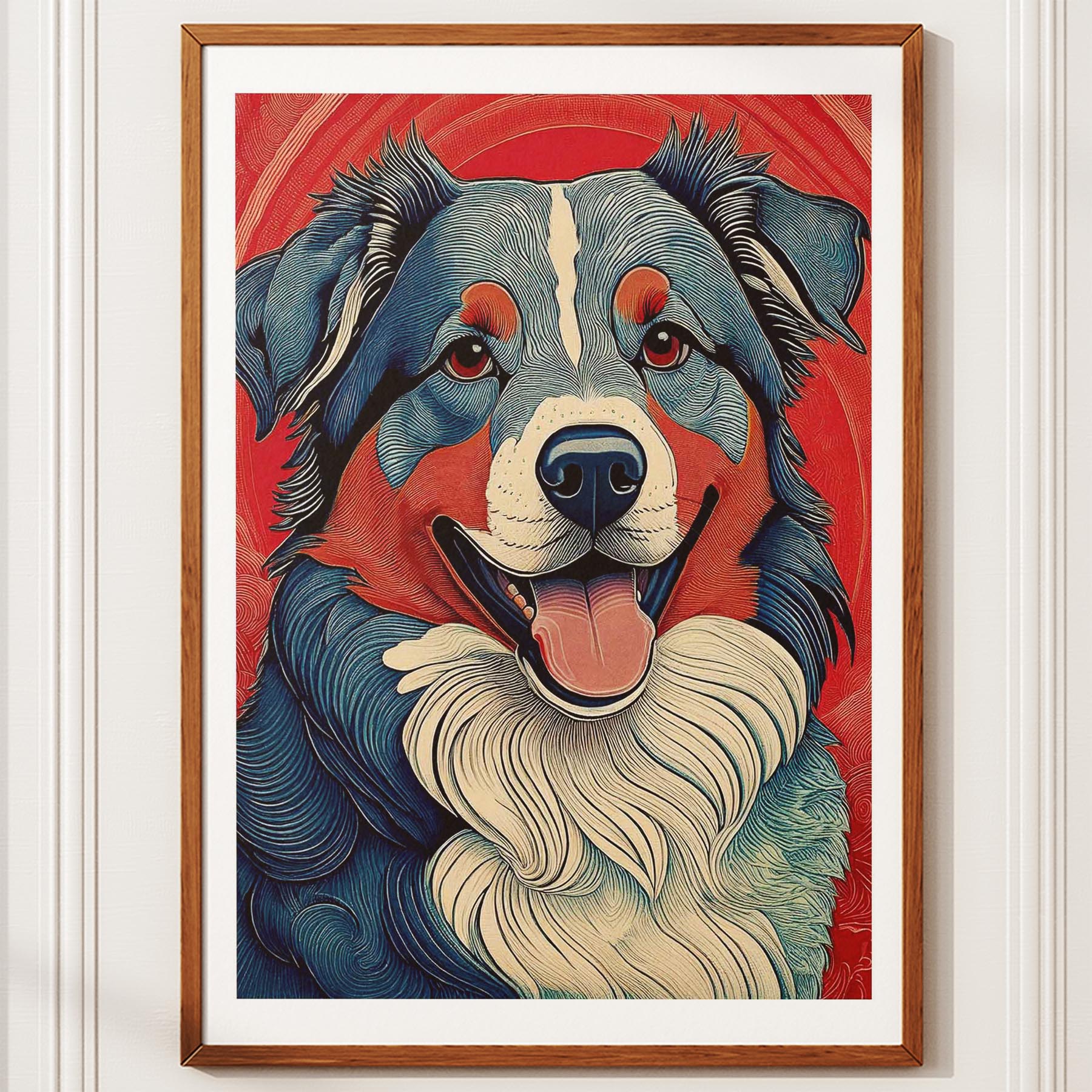 Australian Shepherd Hokusai Japanese Inspired Dog Series image 10