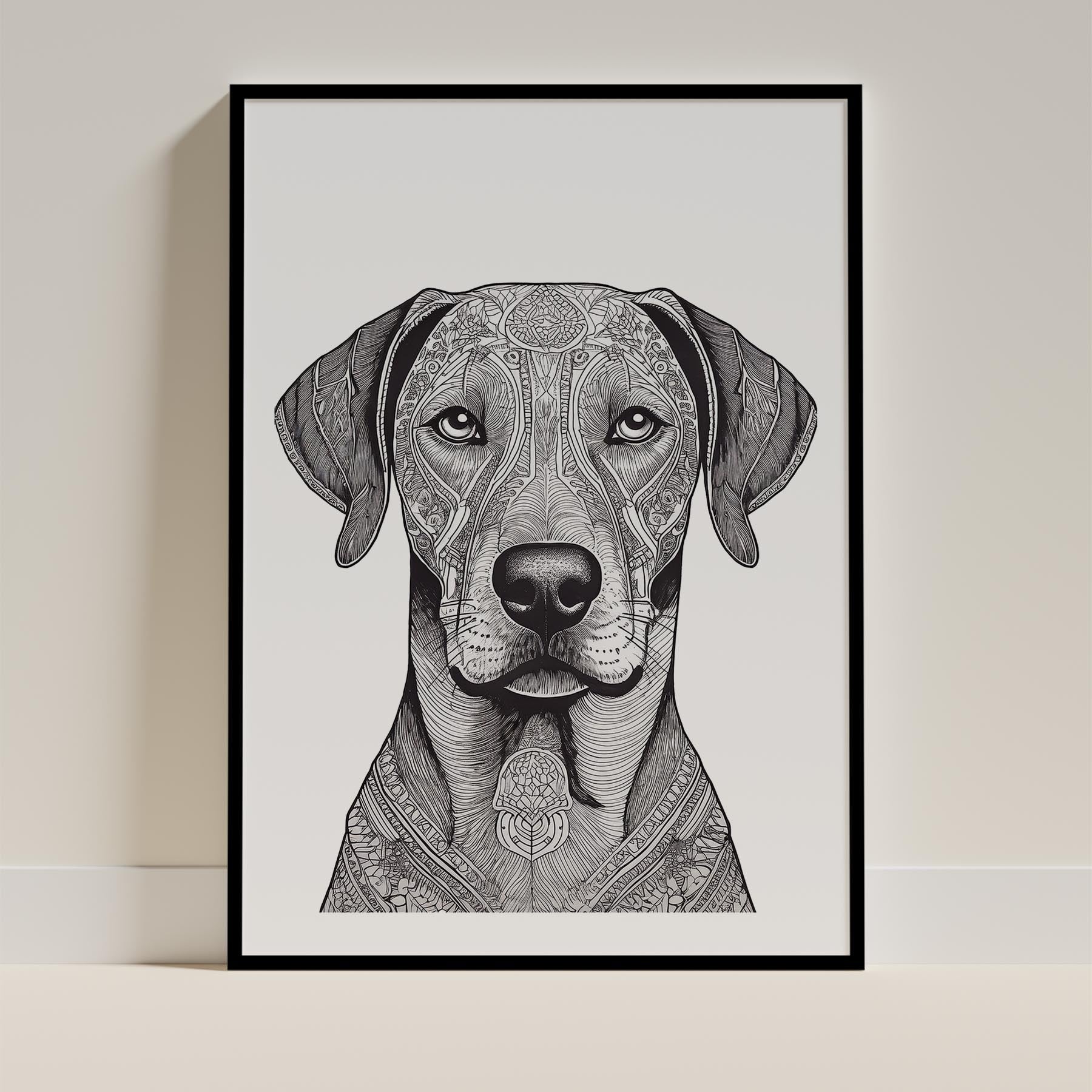 Rhoedesian Ridgeback Mandala Black and White Dog Series image 0