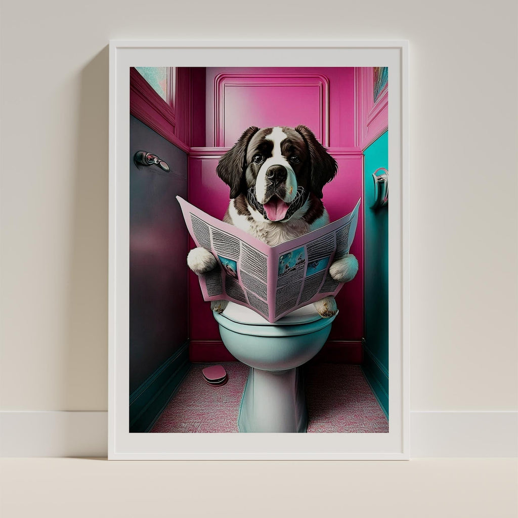 Saint Bernard Toilet Dogs PInk and Turquise image 9