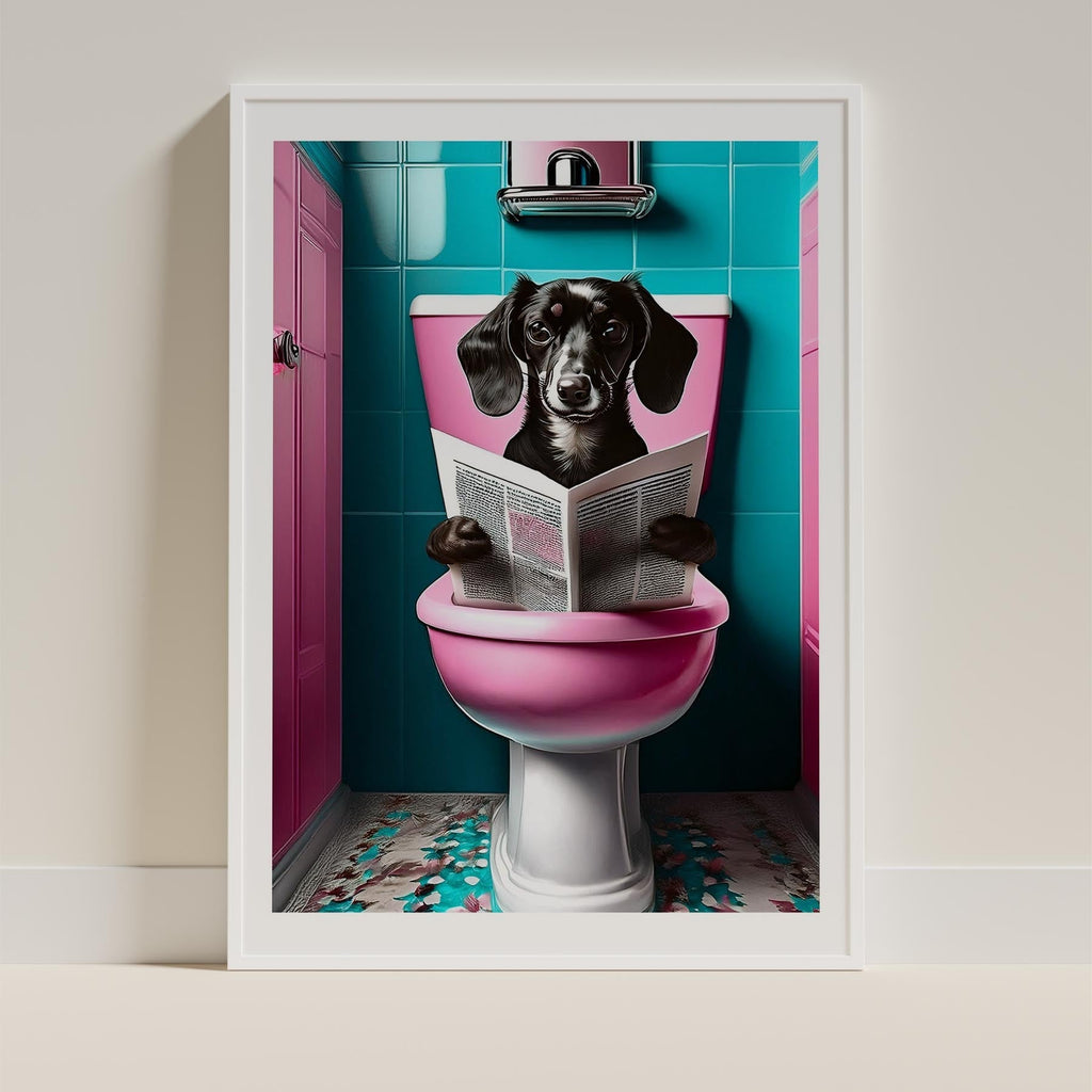 Dachshund Toilet Dogs PInk and Turquise image 9