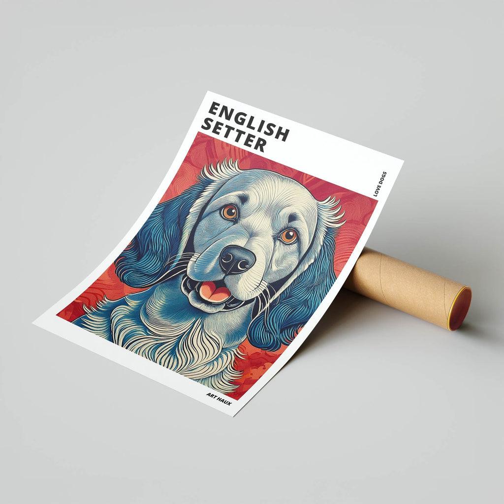 English Setter Hokusai Japanese Inspired Dog Series with Text image 6