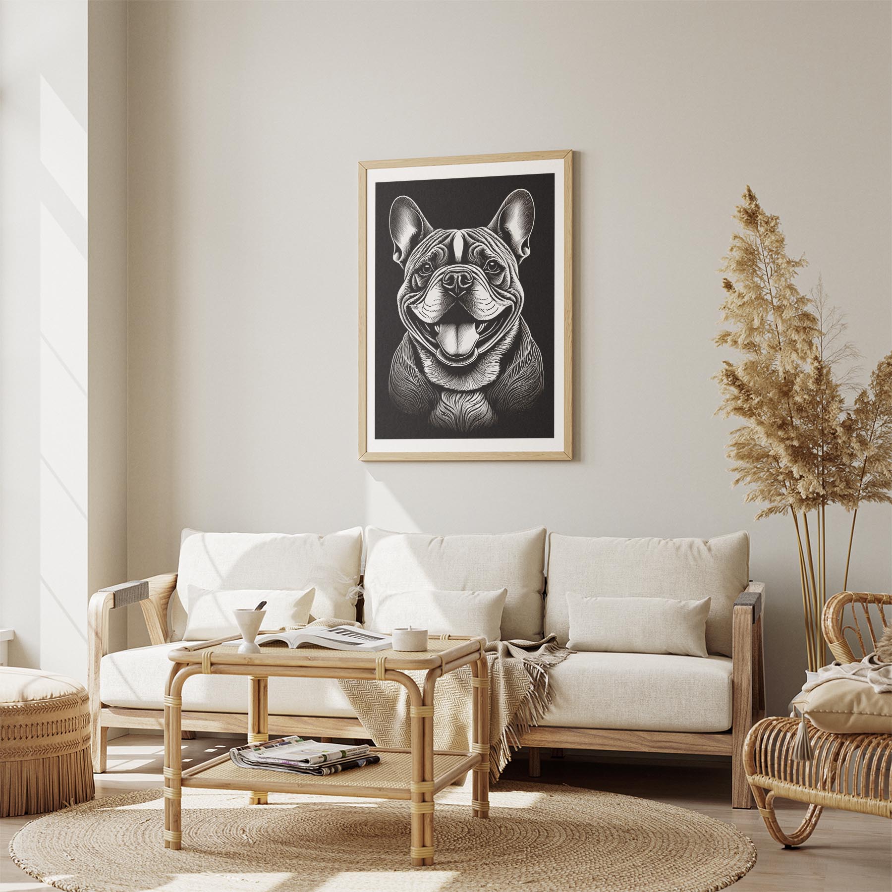 Bulldog Line Dog Series in Black and White image 2