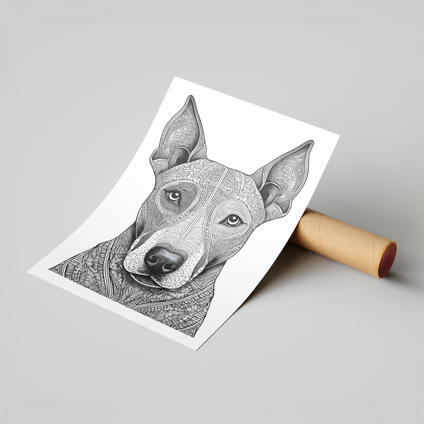 Bull Terrier Mandala Black and White Dog Series image 5