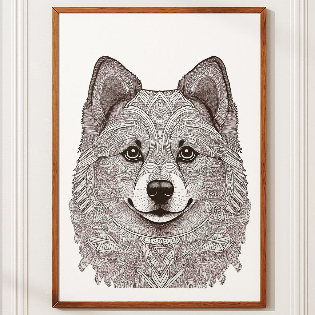 Pomeranian Mandala Black and White Dog Series image 10