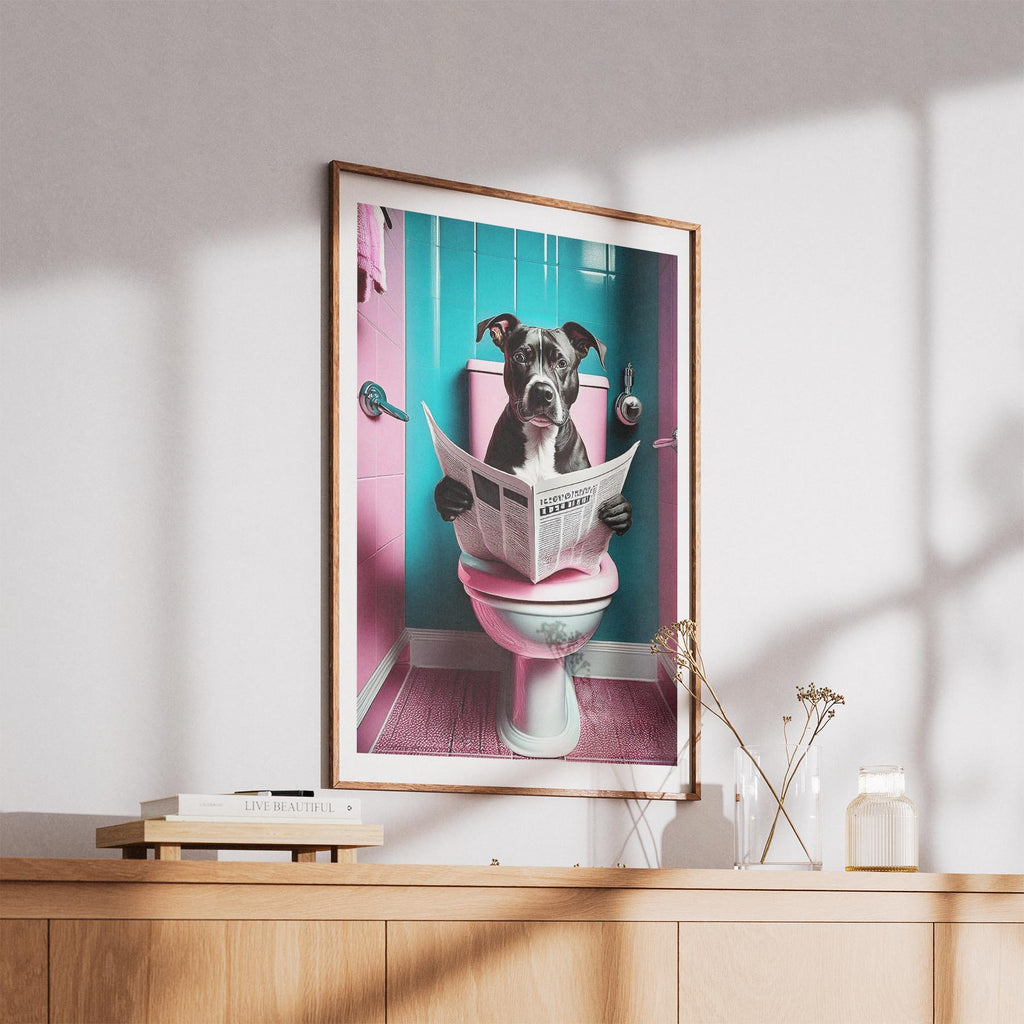 Staffordshire Bull Terrier Toilet Dogs PInk and Turquise image 5