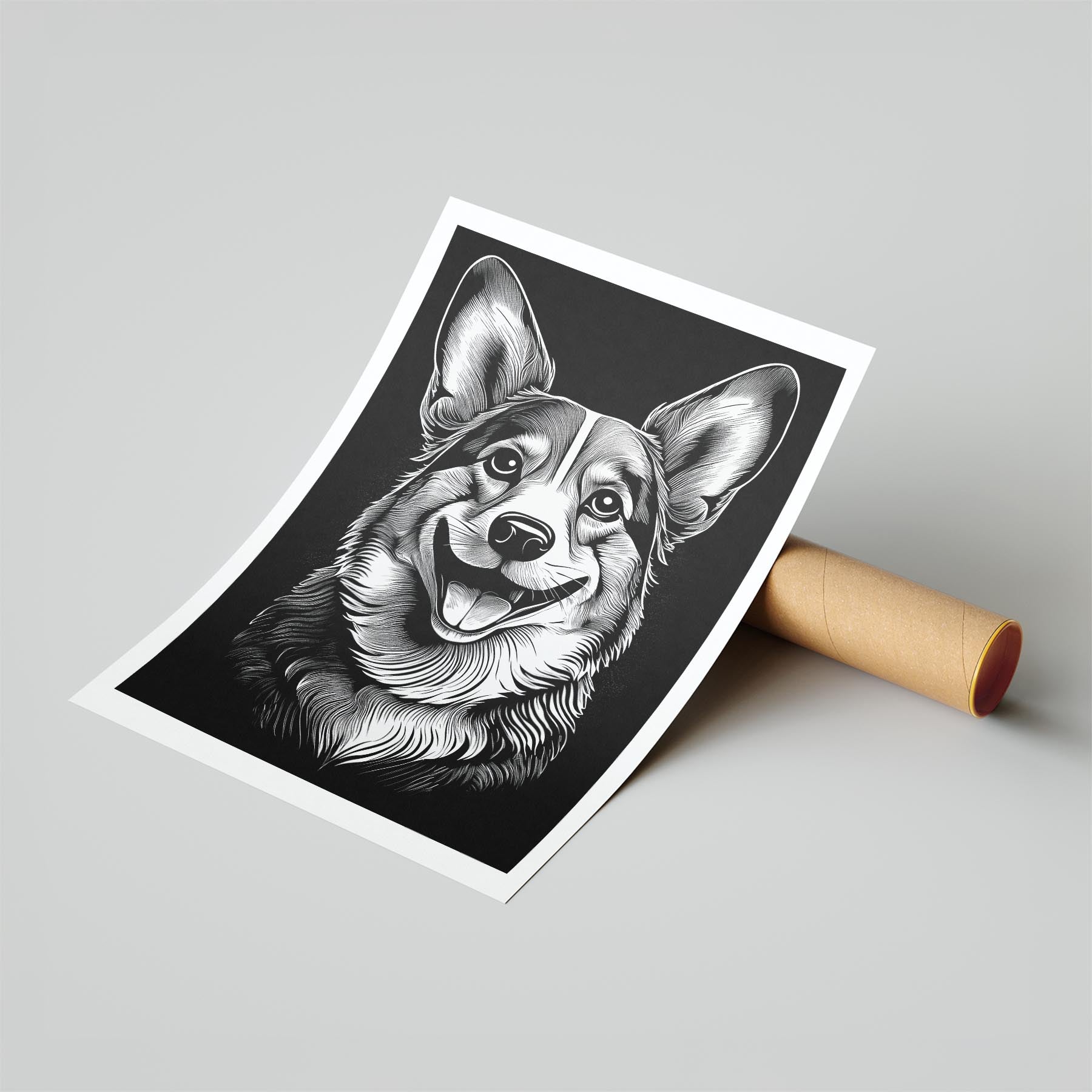 Corgi Line Dog Series in Black and White image 6