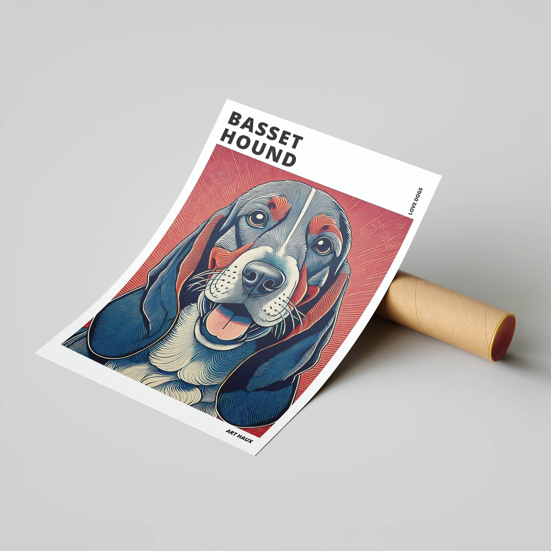 Basset Hound Hokusai Japanese Inspired Dog Series with Text image 6