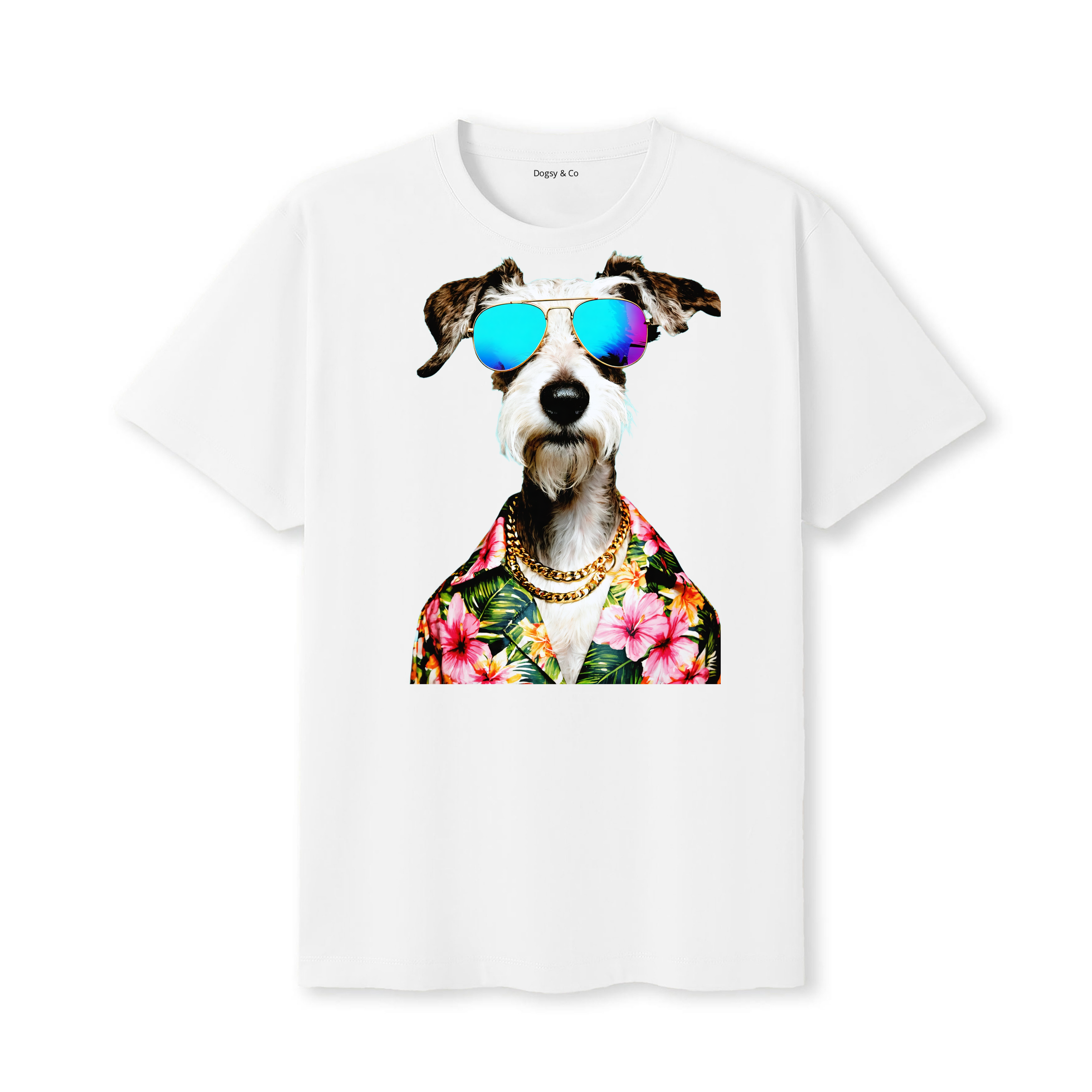 Deerhound Hawaii Dog T-Shirt - White