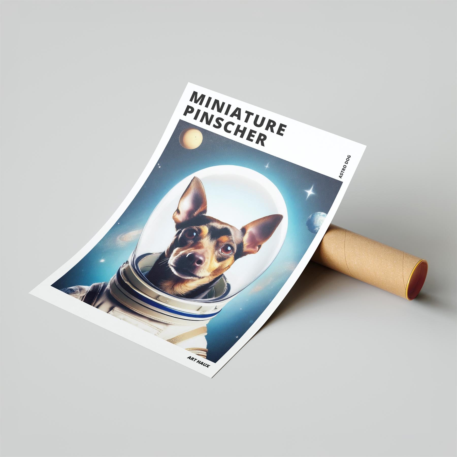 Miniature Pinscher Astronaut Dog Series with Text Astro Dog image 6