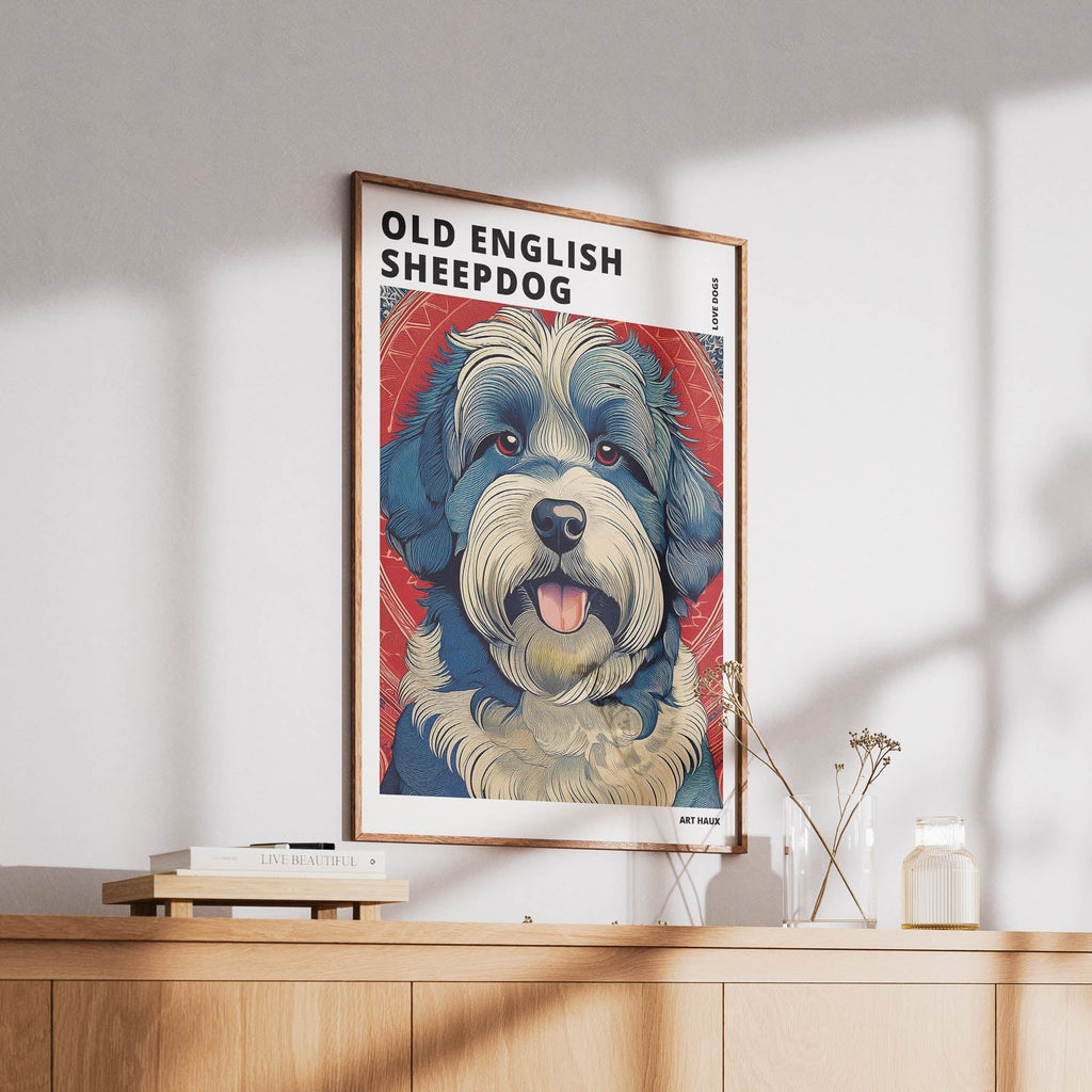 Old English Sheepdog Hokusai Japanese Inspired Dog Series with Text image 5