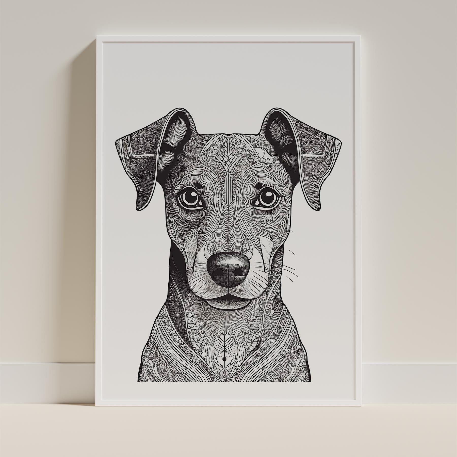 Miniature Pinscher Mandala Black and White Dog Series image 9