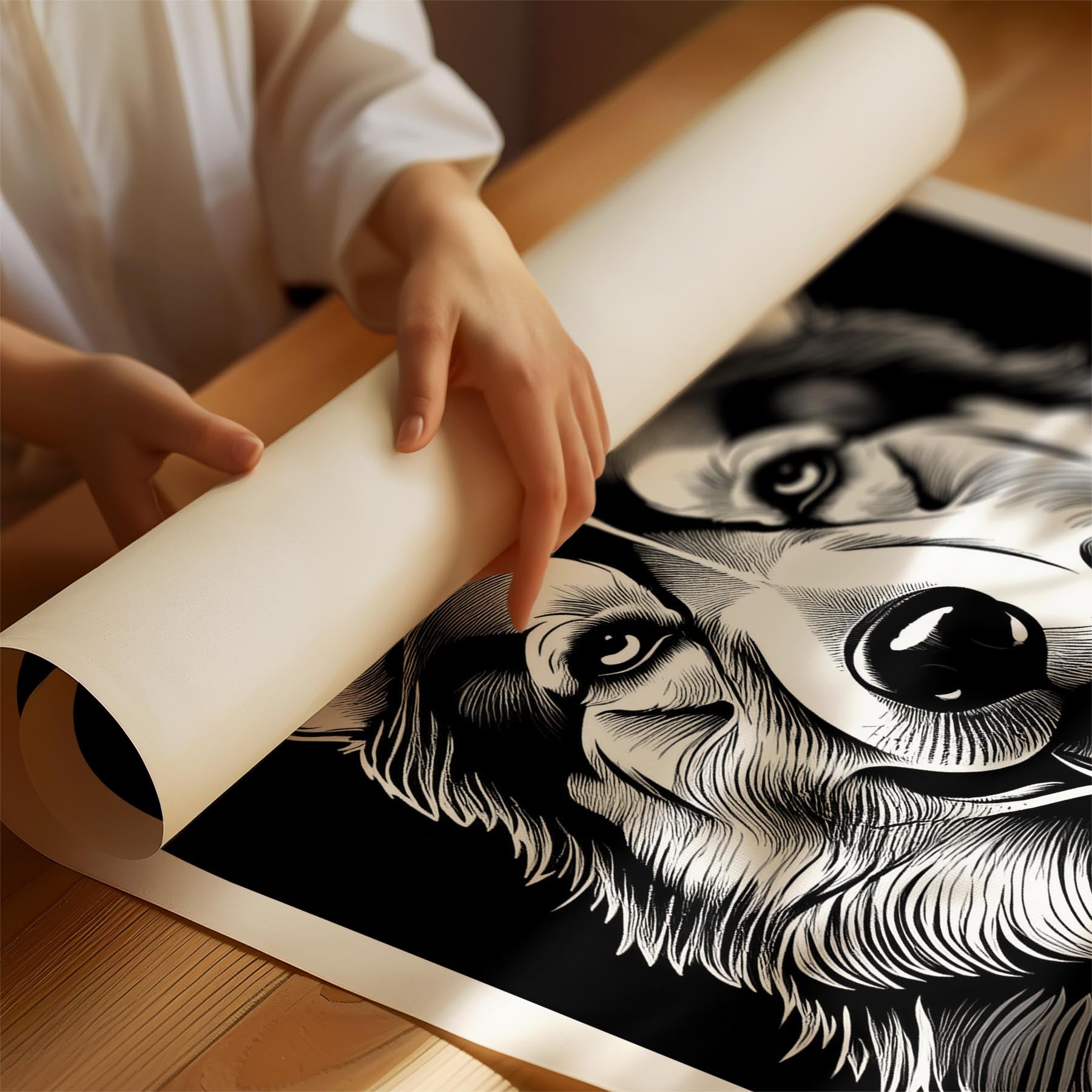 Alaskan Malamute Line Dog Series in Black and White image 1