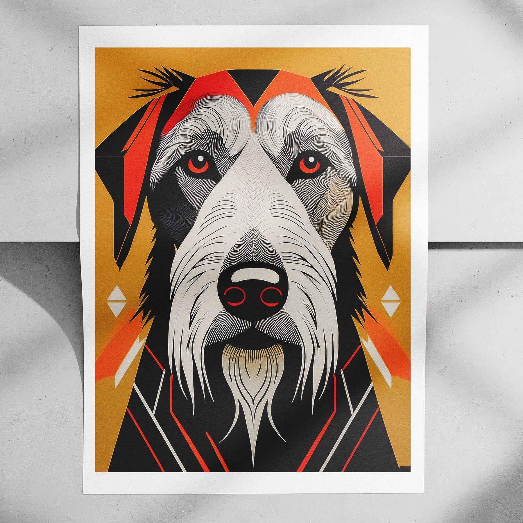 Irish Wolfhound Geometric Orange Series image 7