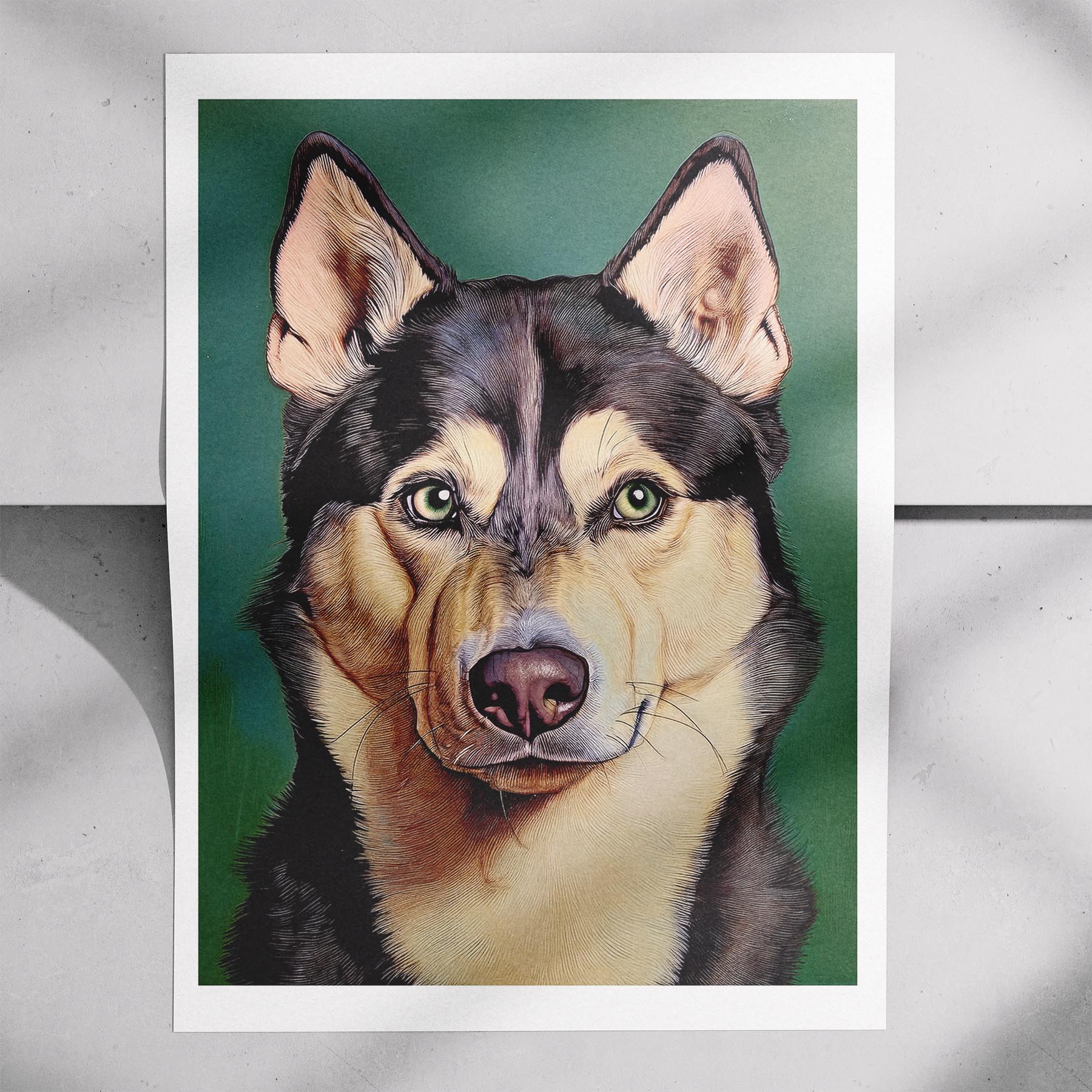 Siberian Husky Green Painted Series image 7