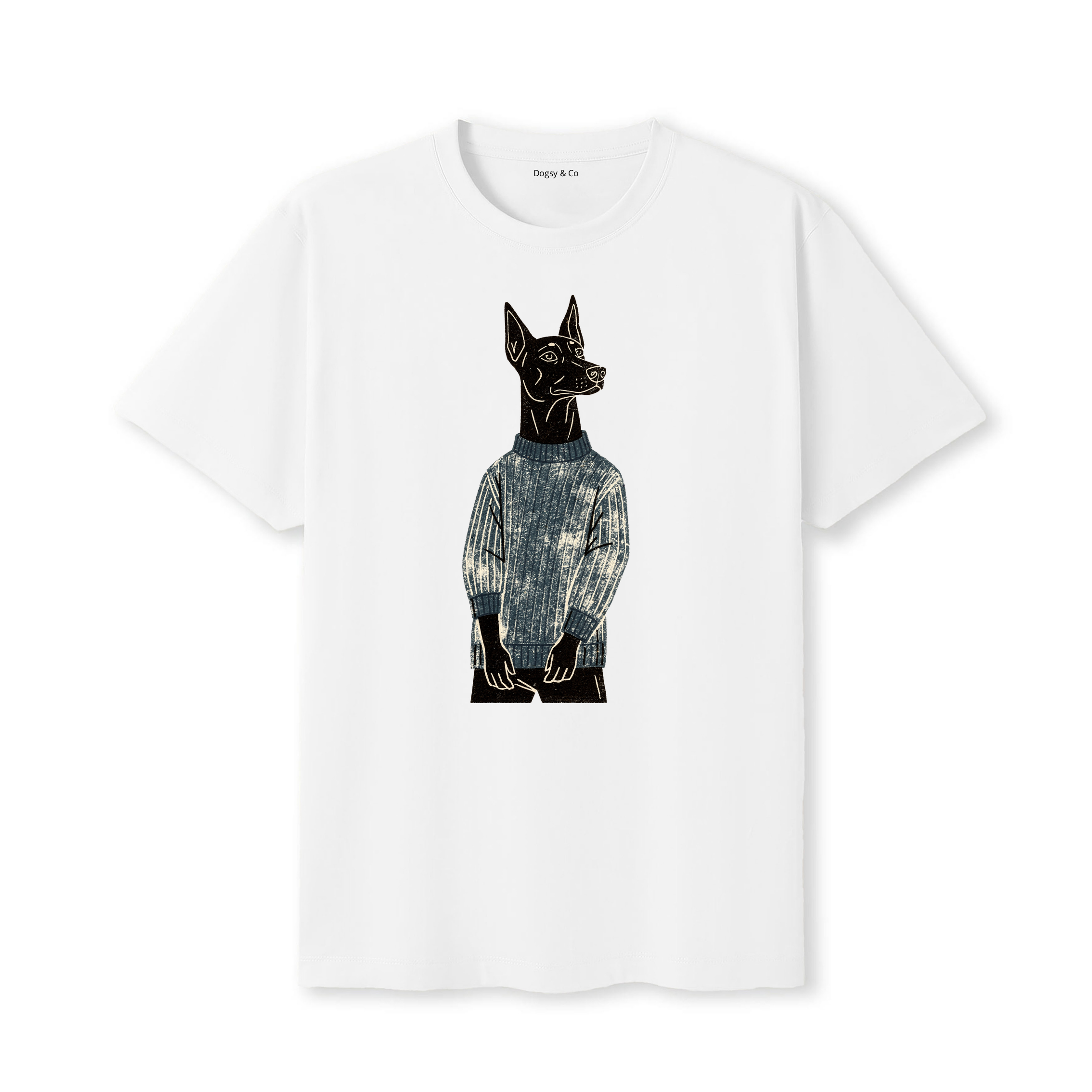 Doberman Jumper Dog T-Shirt - White