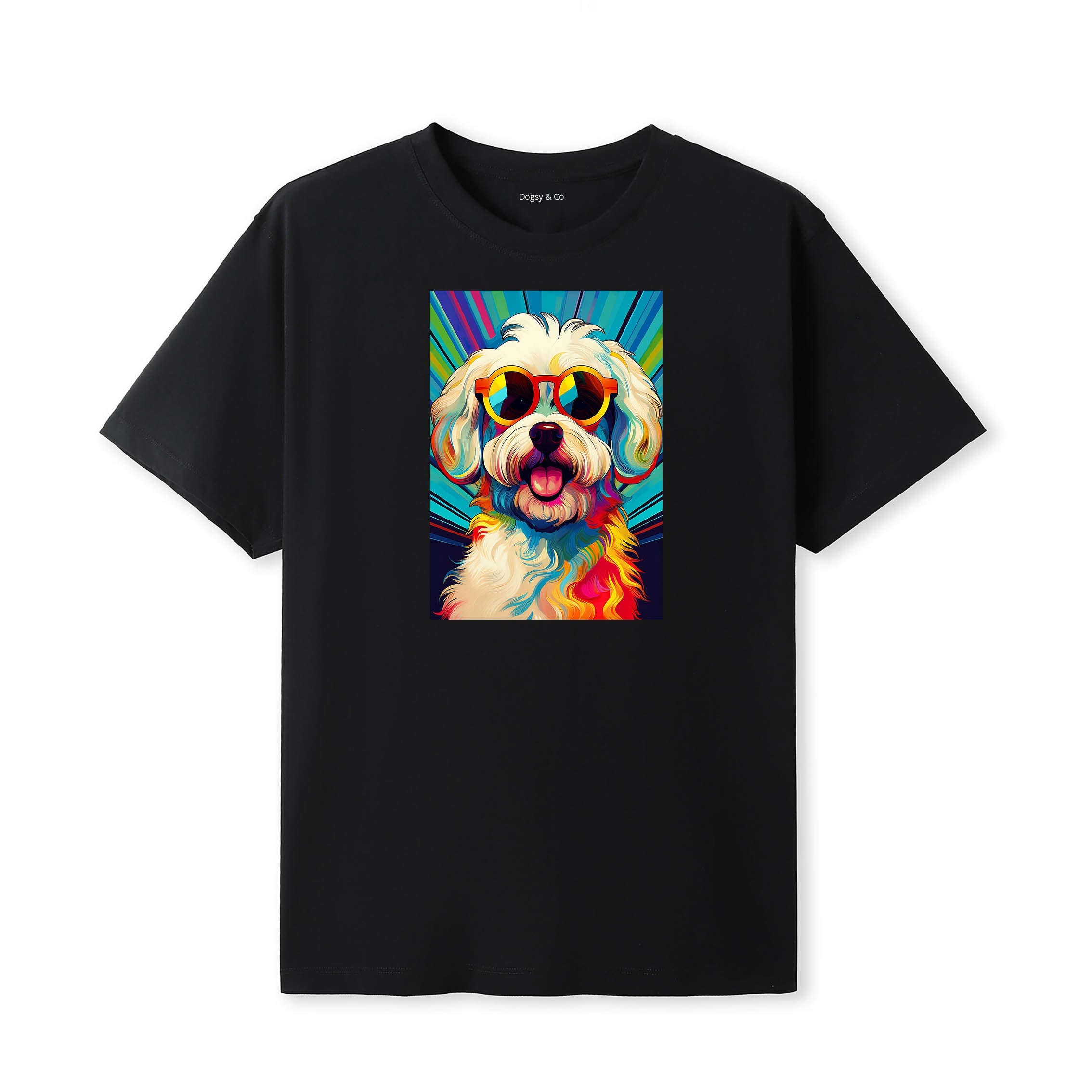 Maltese Sunnies Dog T-Shirt V1 Black