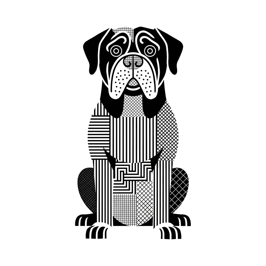 Dogue de Bordeaux Geometric Line Art - White
