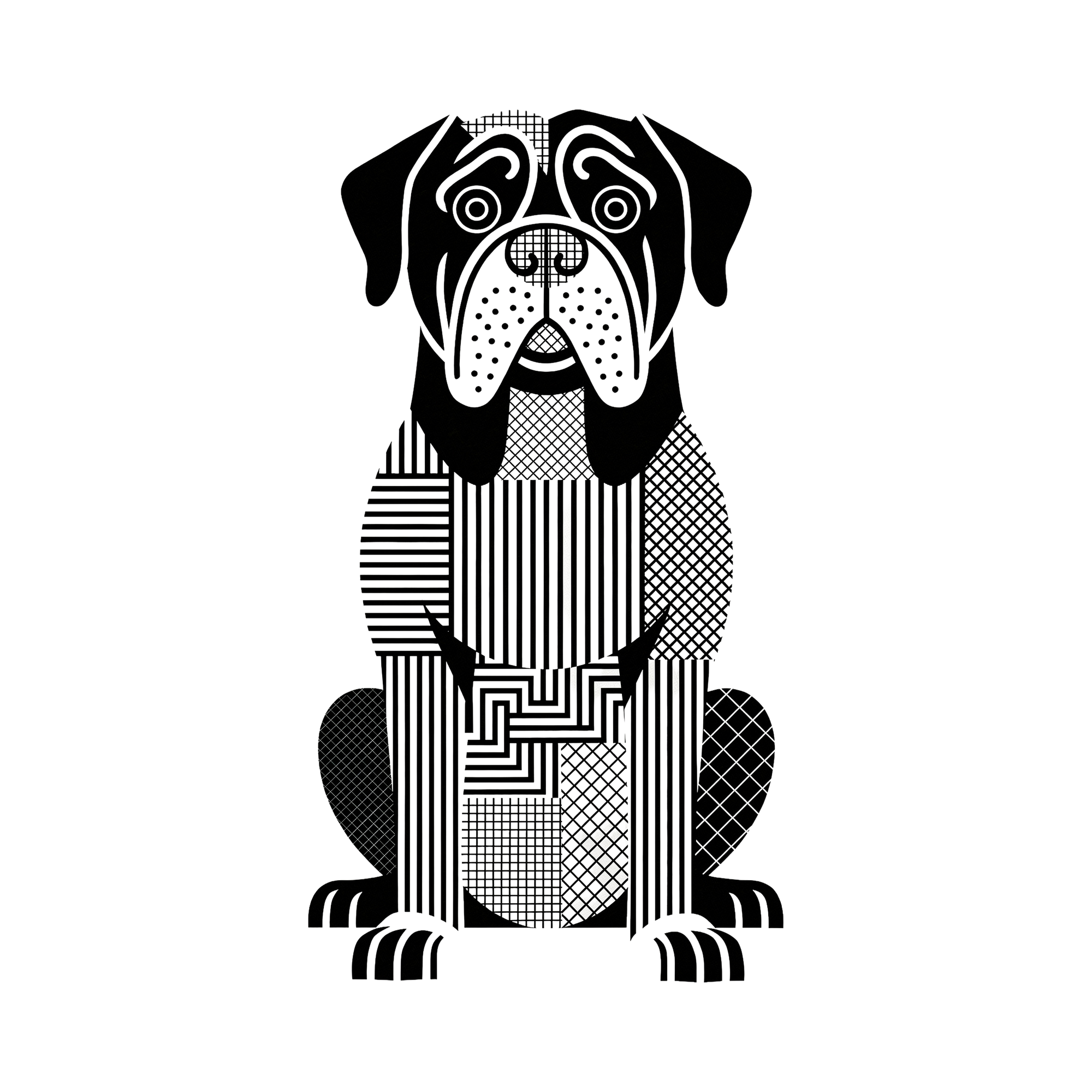 Dogue de Bordeaux Geometric Line Art - White