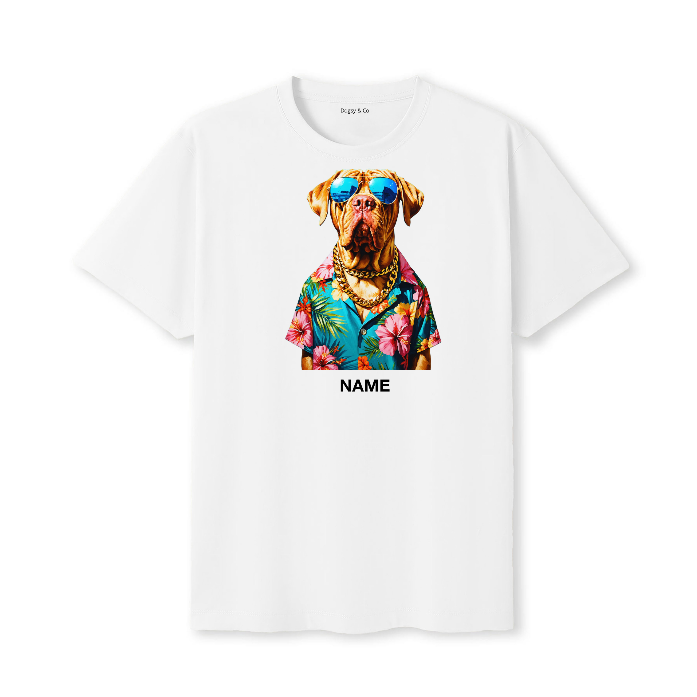 Dogue de Bordeaux Hawaii Dog Custom T-Shirt - White