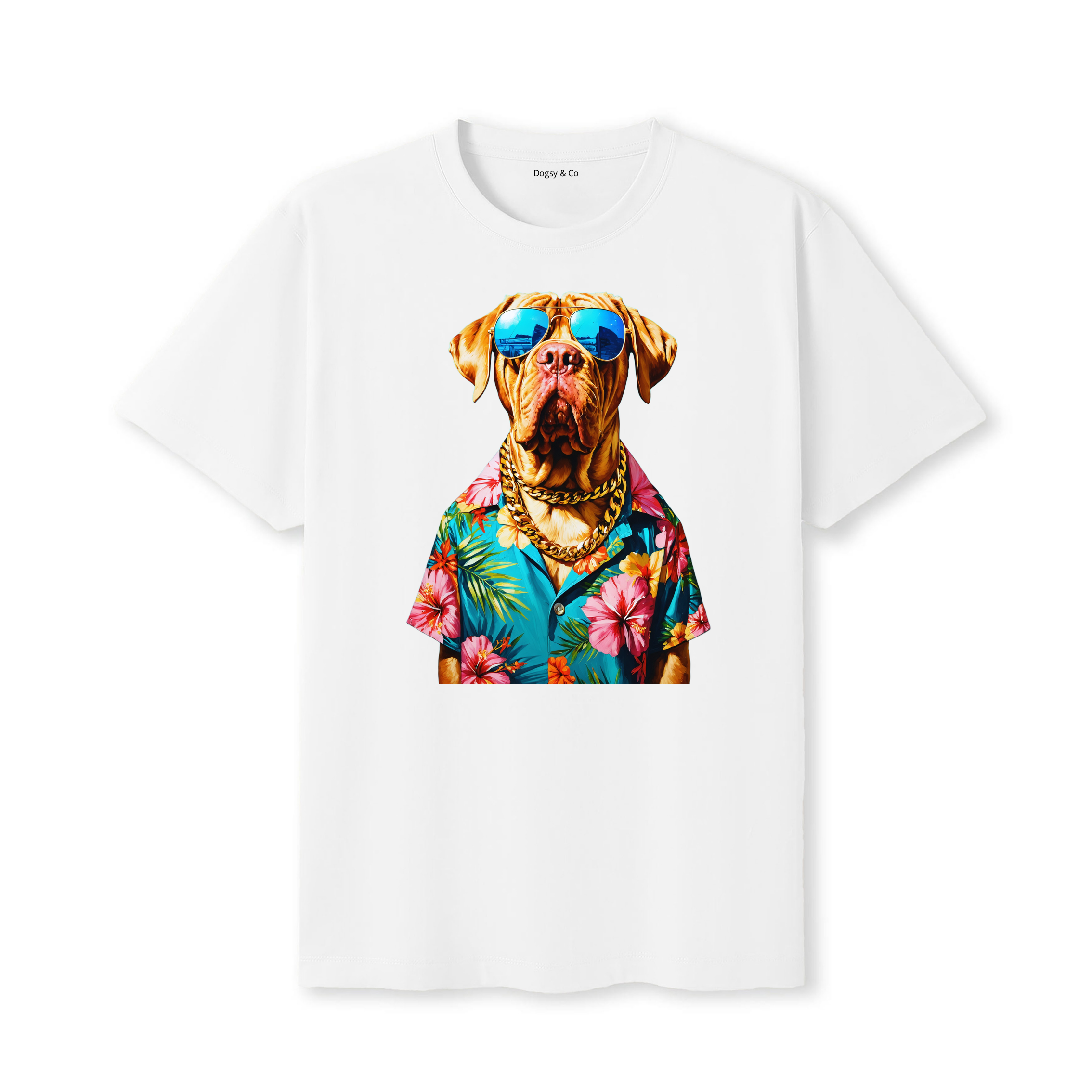 Dogue de Bordeaux Hawaii Dog T-Shirt - White
