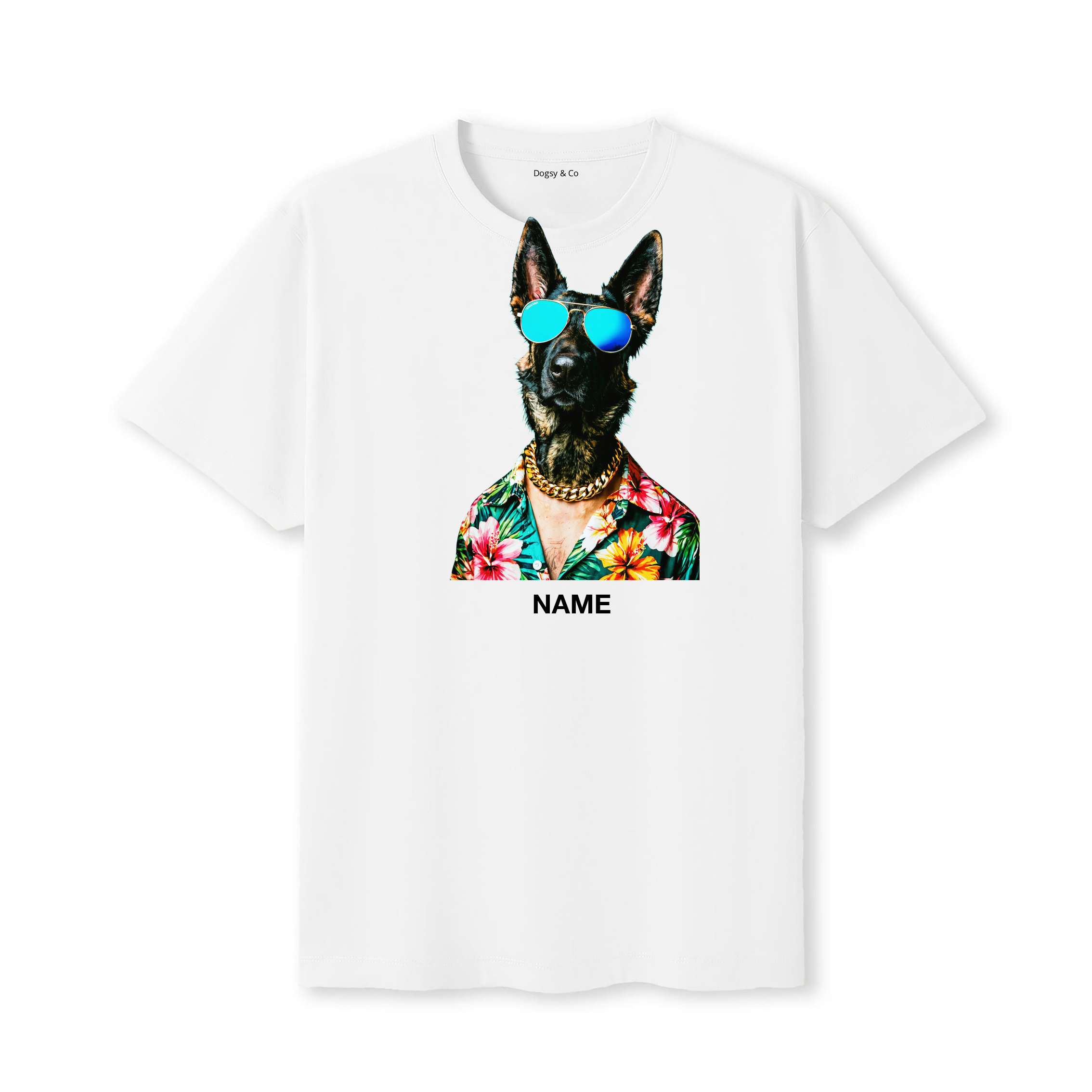 Dutch Shepherd Hawaii Dog Custom T-Shirt - White
