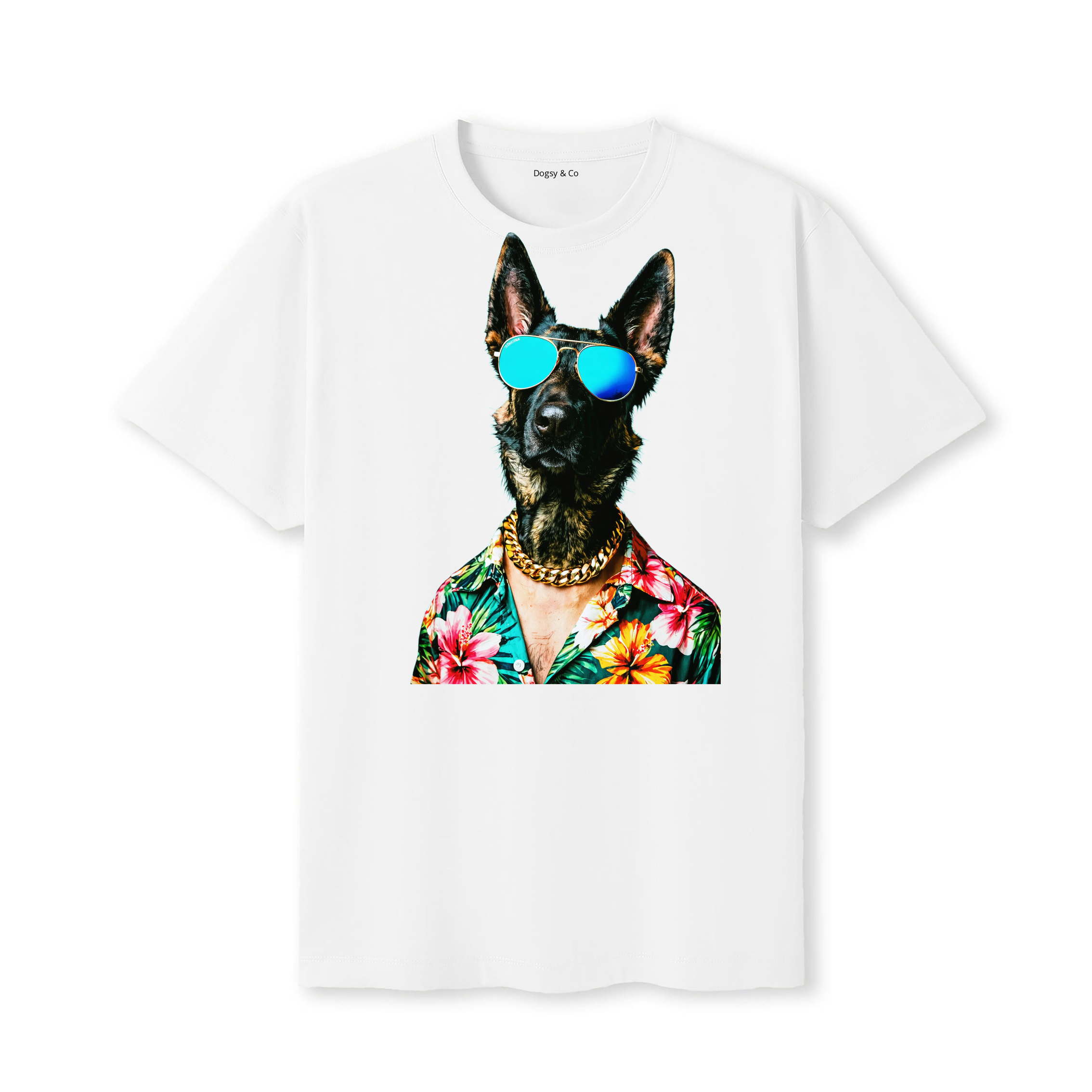 Dutch Shepherd Hawaii Dog T-Shirt - White