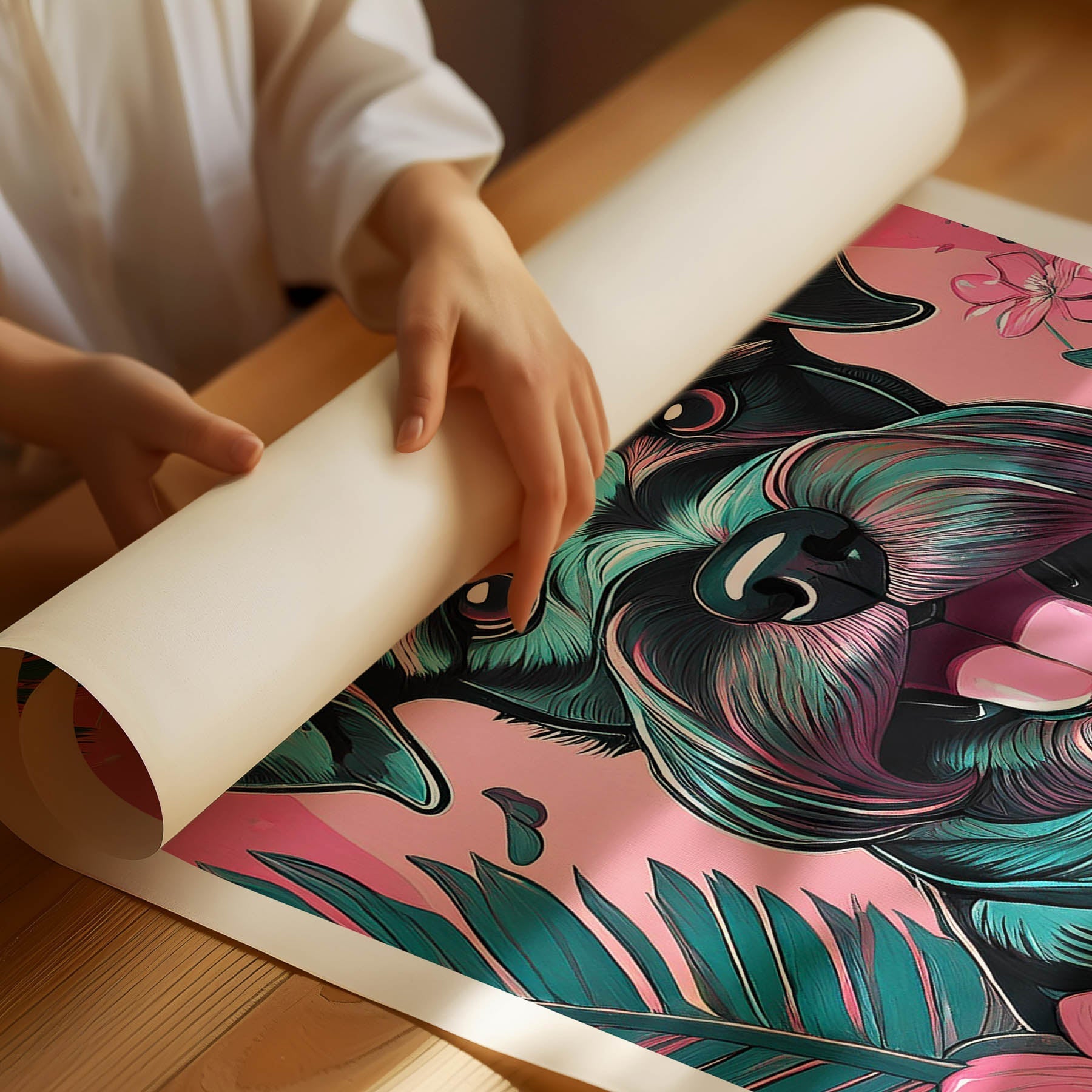 Miniature Schnauzer Flowery Dog image 1