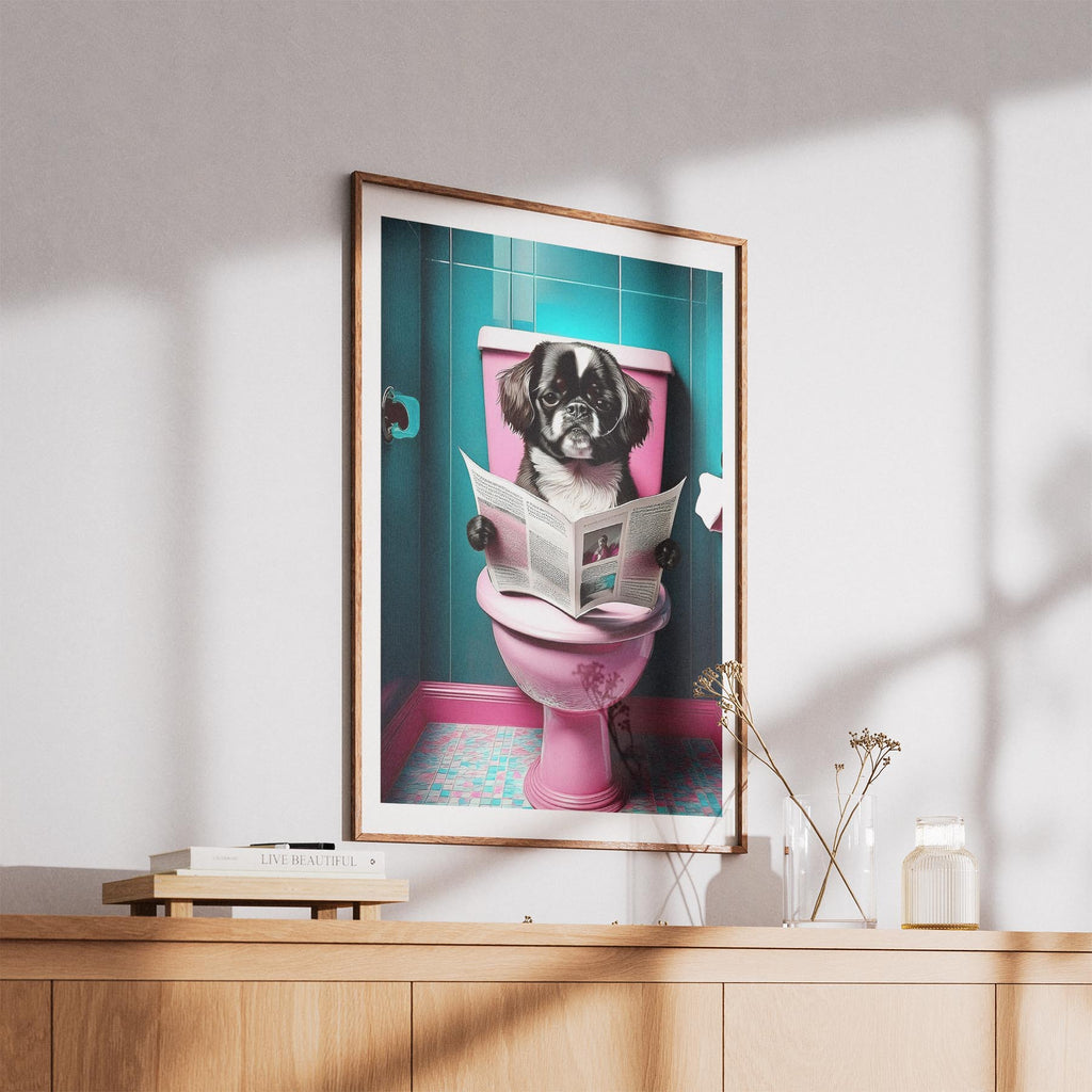 Pekingese Toilet Dogs PInk and Turquise image 5