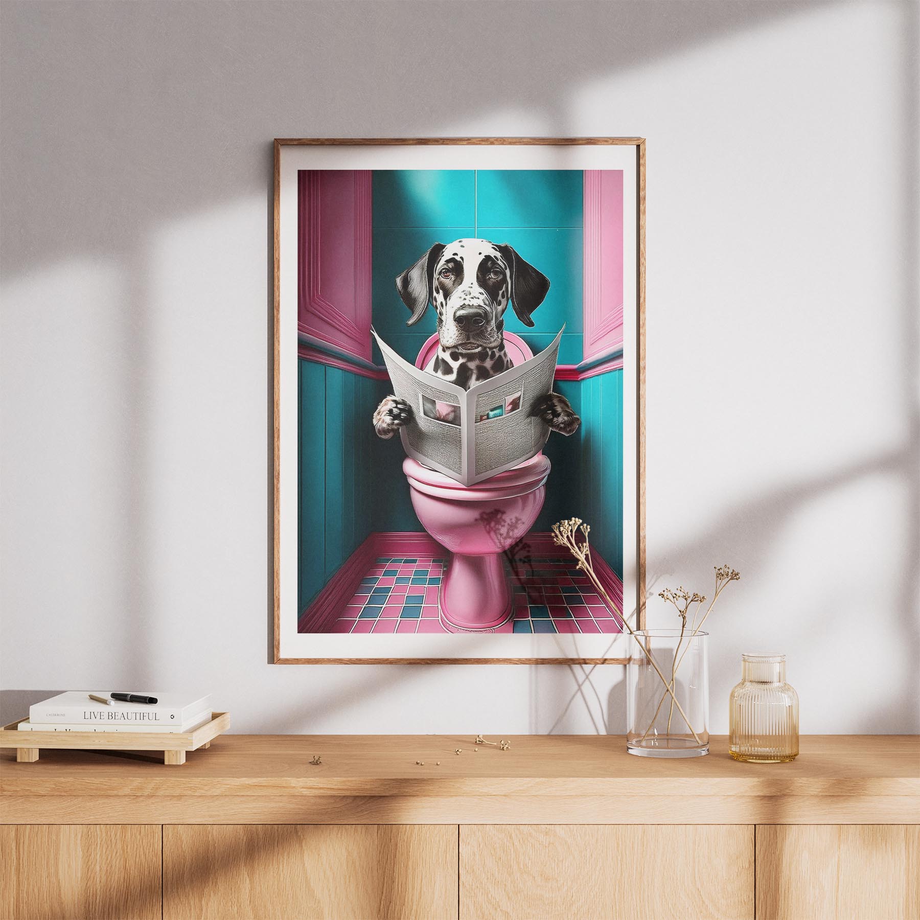 Dalmatian Toilet Dogs PInk and Turquise image 8