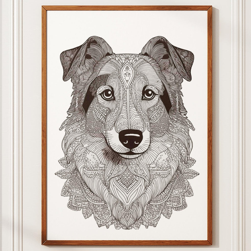 Shetland Sheepdog Mandala Black and White Dog Series image 10