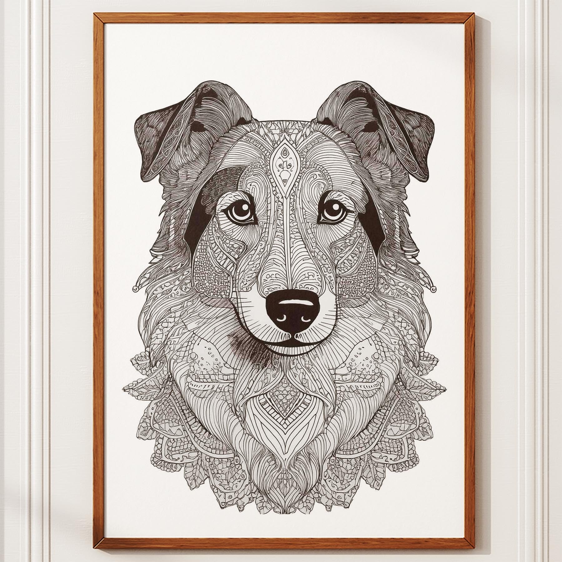 Shetland Sheepdog Mandala Black and White Dog Series image 10